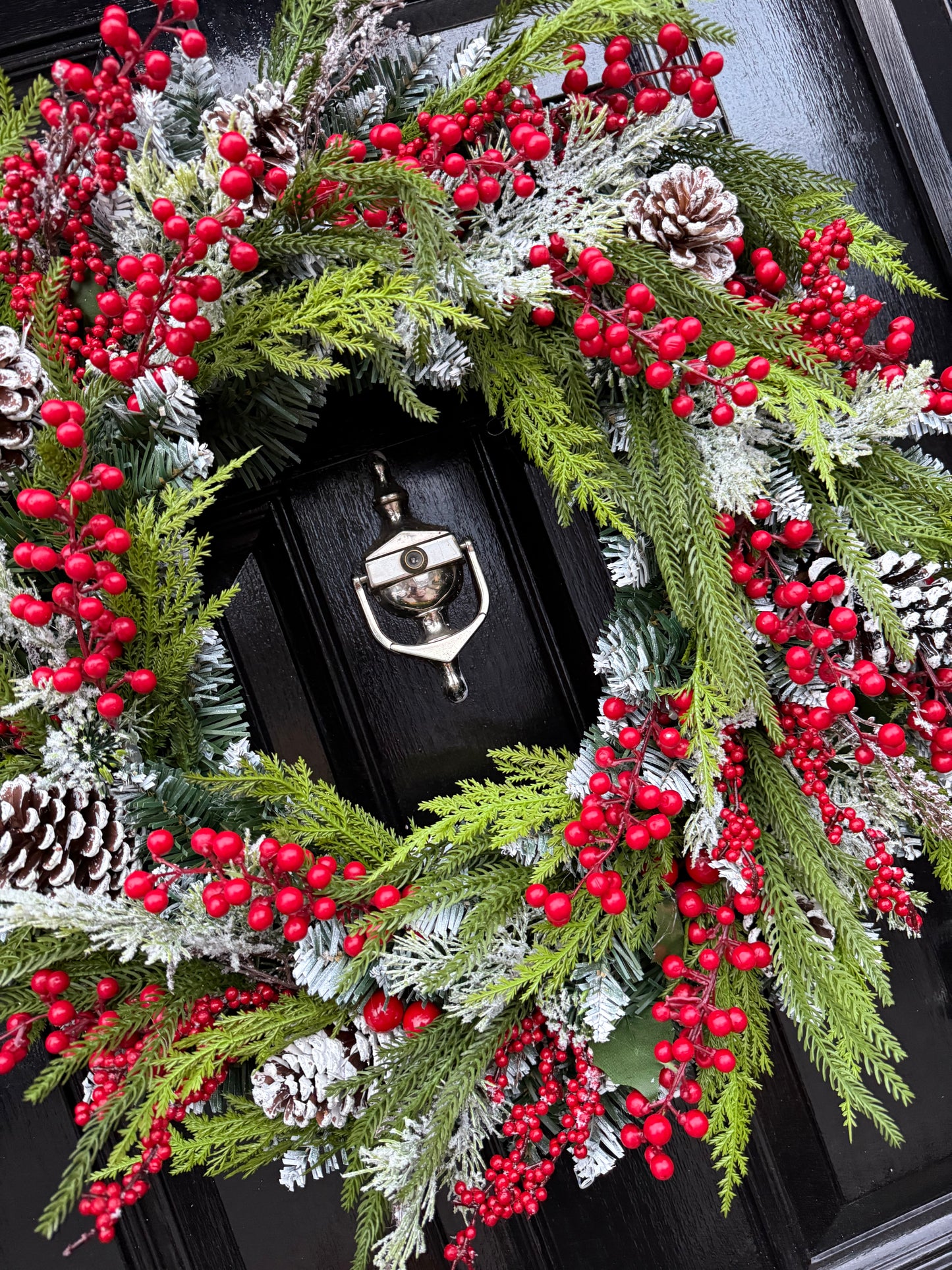 65cm DELUXE REAL TOUCH FOLIAGE CEDAR VERY BERRY WREATH