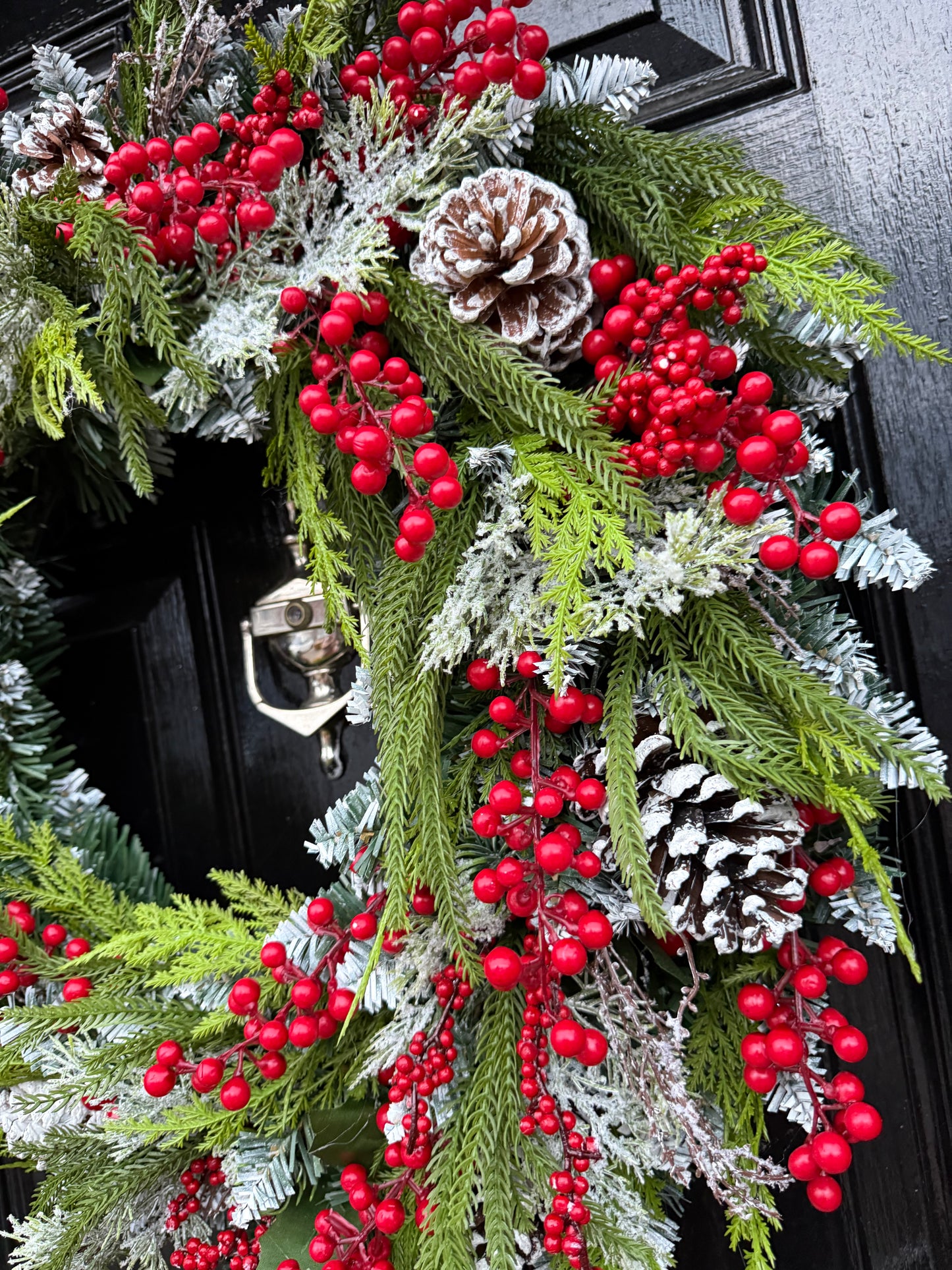 65cm DELUXE REAL TOUCH FOLIAGE CEDAR VERY BERRY WREATH