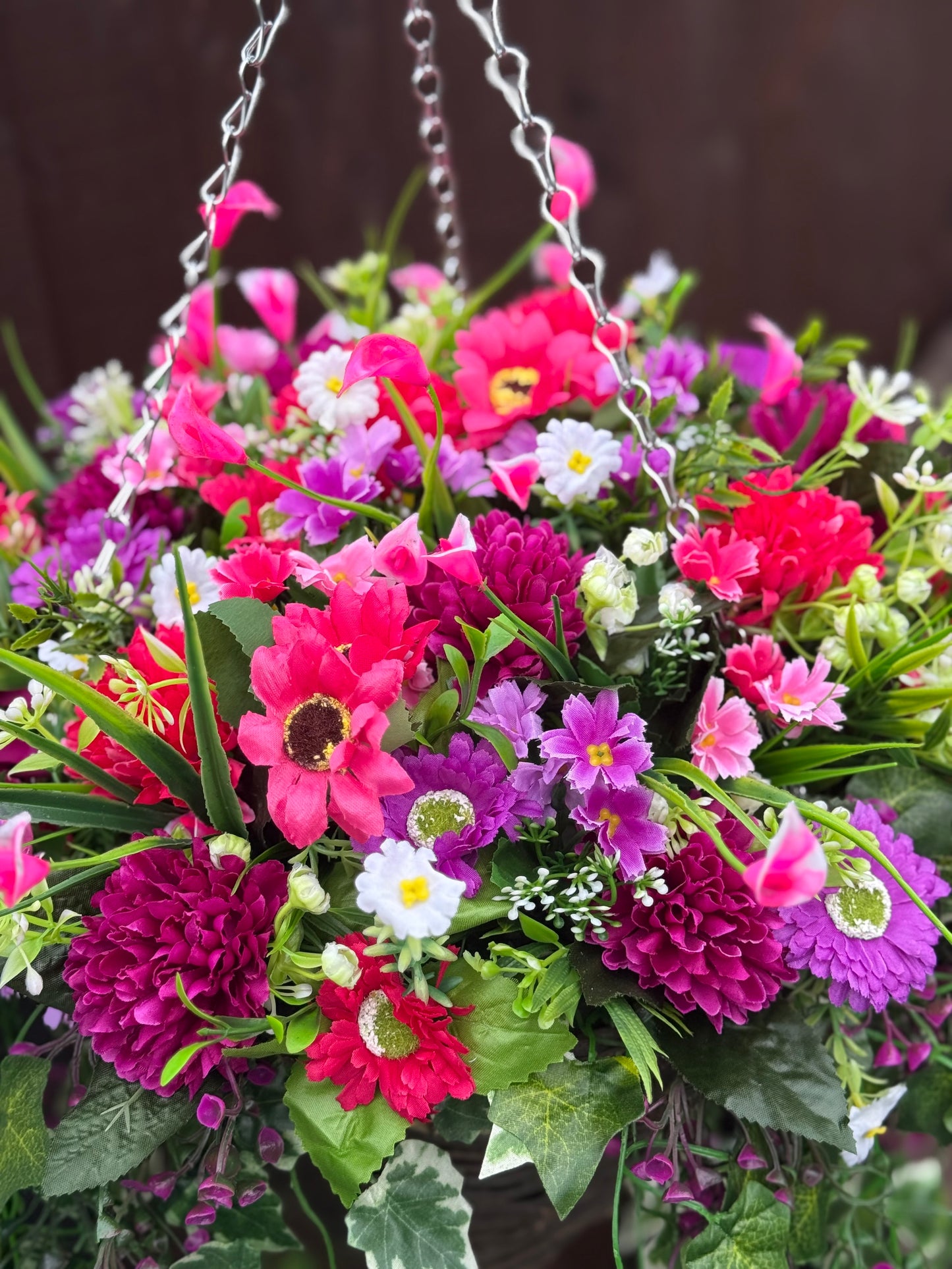 **NEW** DELUXE XL HANGING BASKET PINKS/PURPLE MIXED MIX 12 INCH CONE