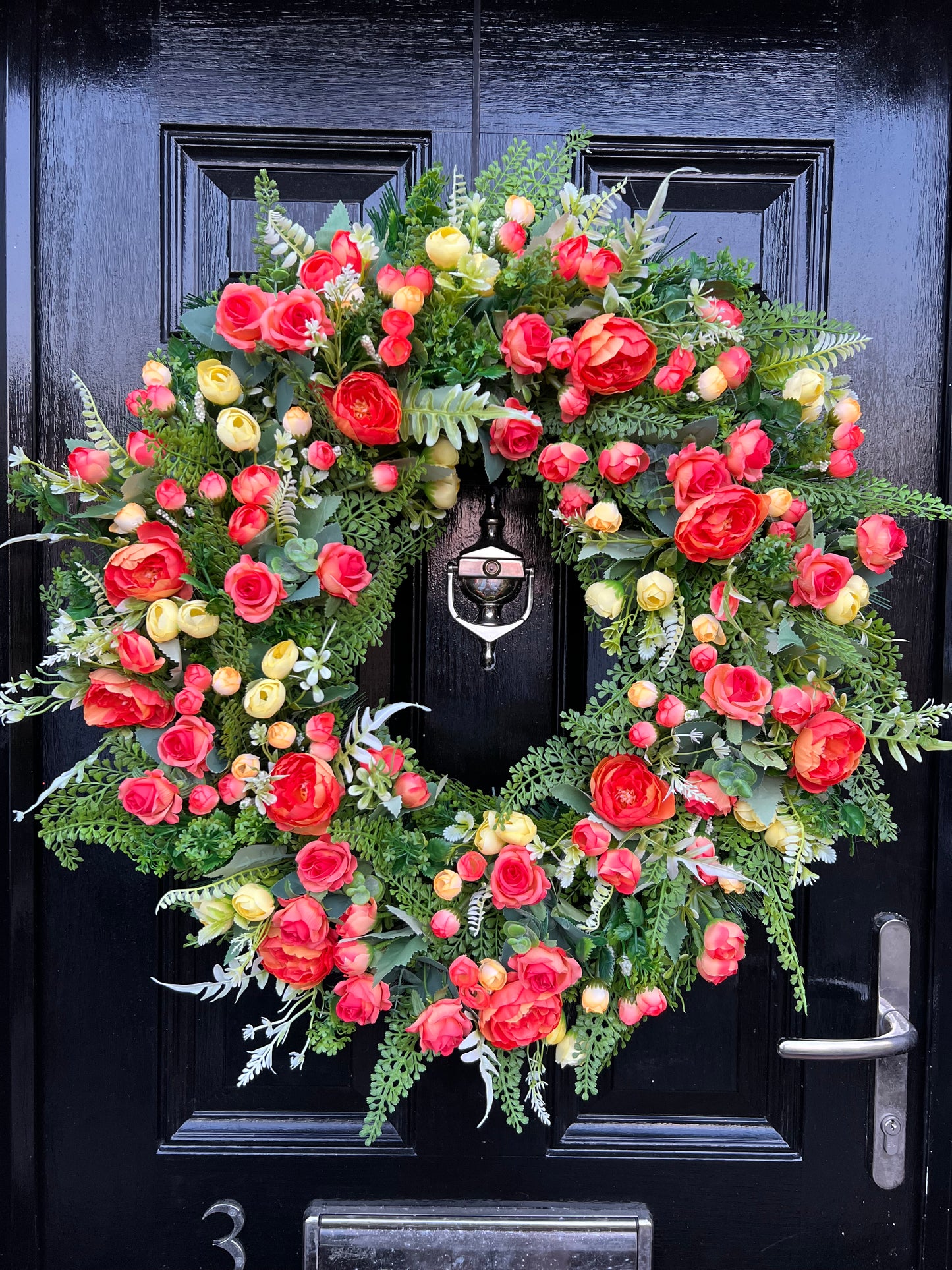 65cm YELLOW/ORANGE WILD SPRING MIX DELUXE WREATH