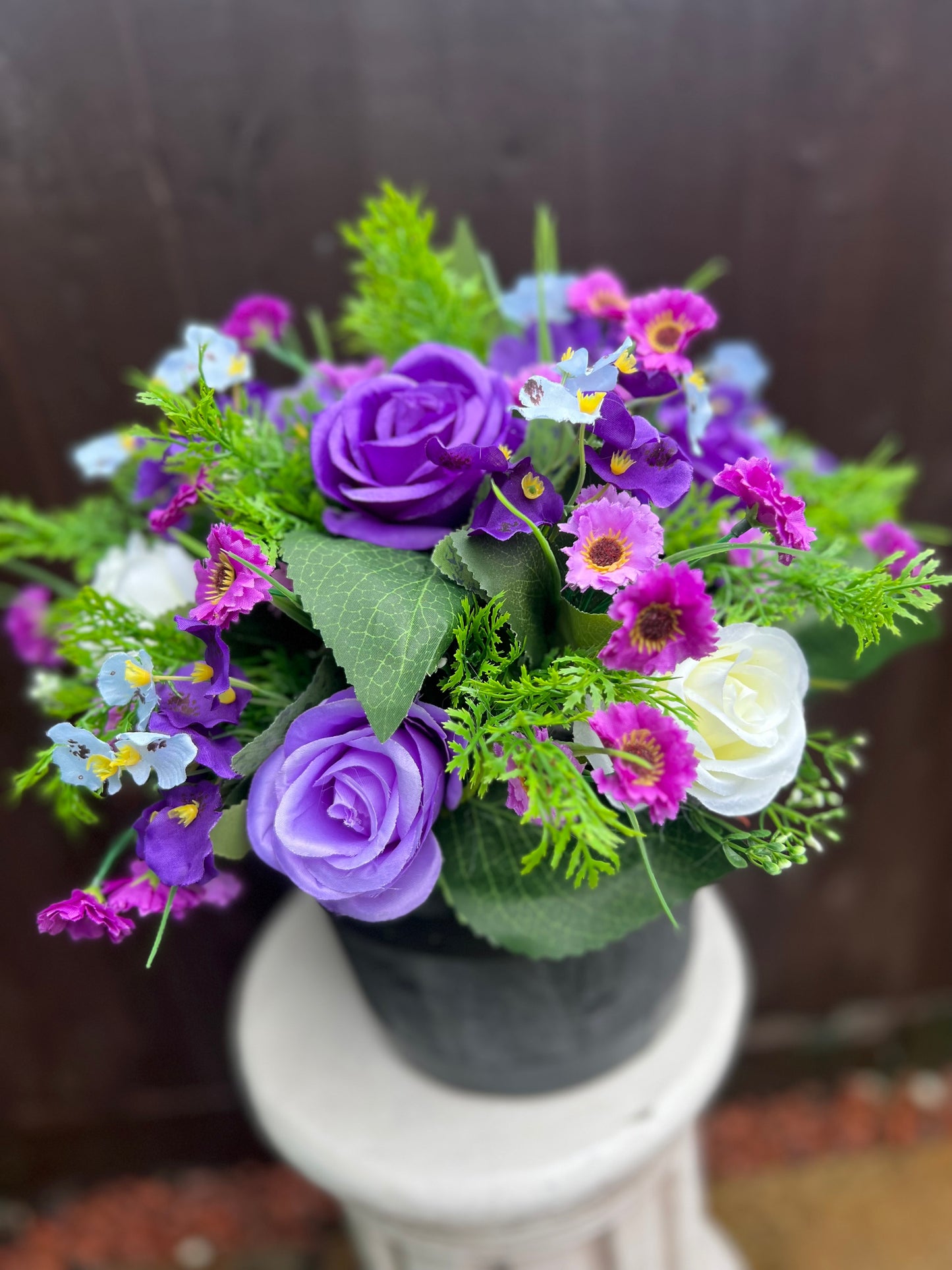 GREY BARREL PLANTER PURPLE/LILAC MIX