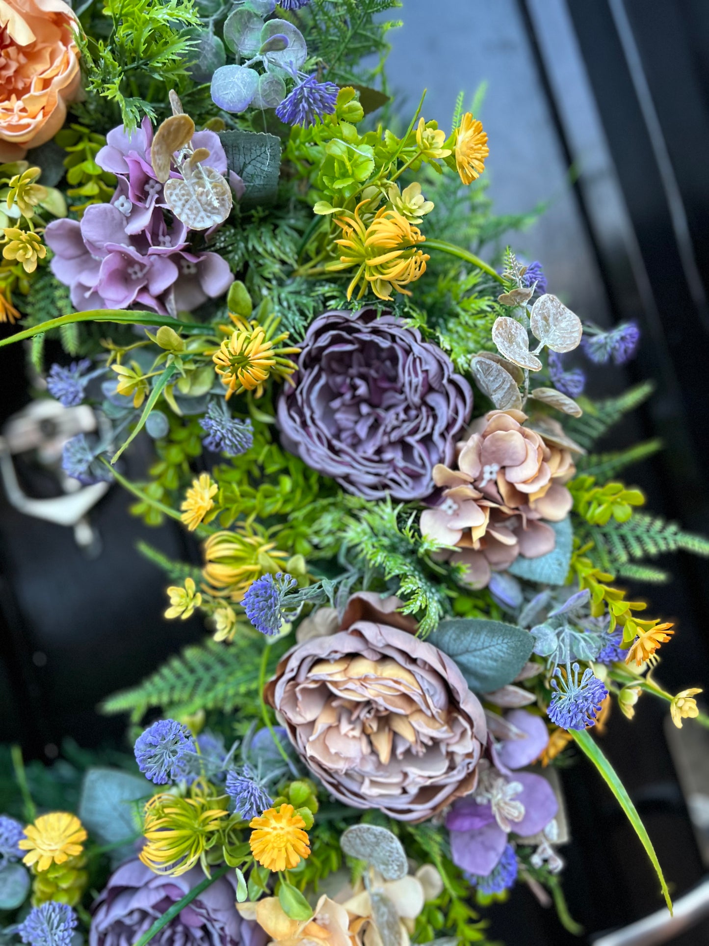 65cm PURPLE/ORANGE VINTAGE MIXED FOLIAGE ANY SEASON WREATH