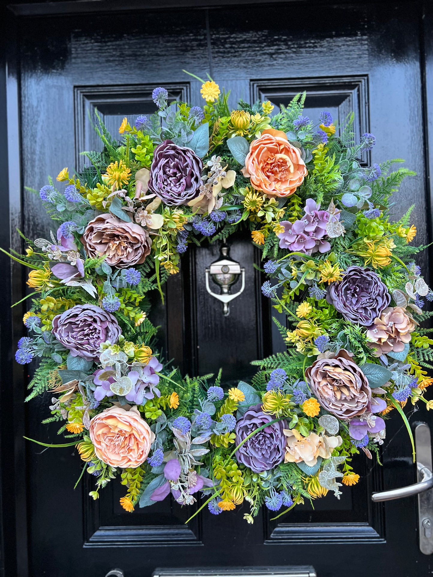 65cm PURPLE/ORANGE VINTAGE MIXED FOLIAGE ANY SEASON WREATH