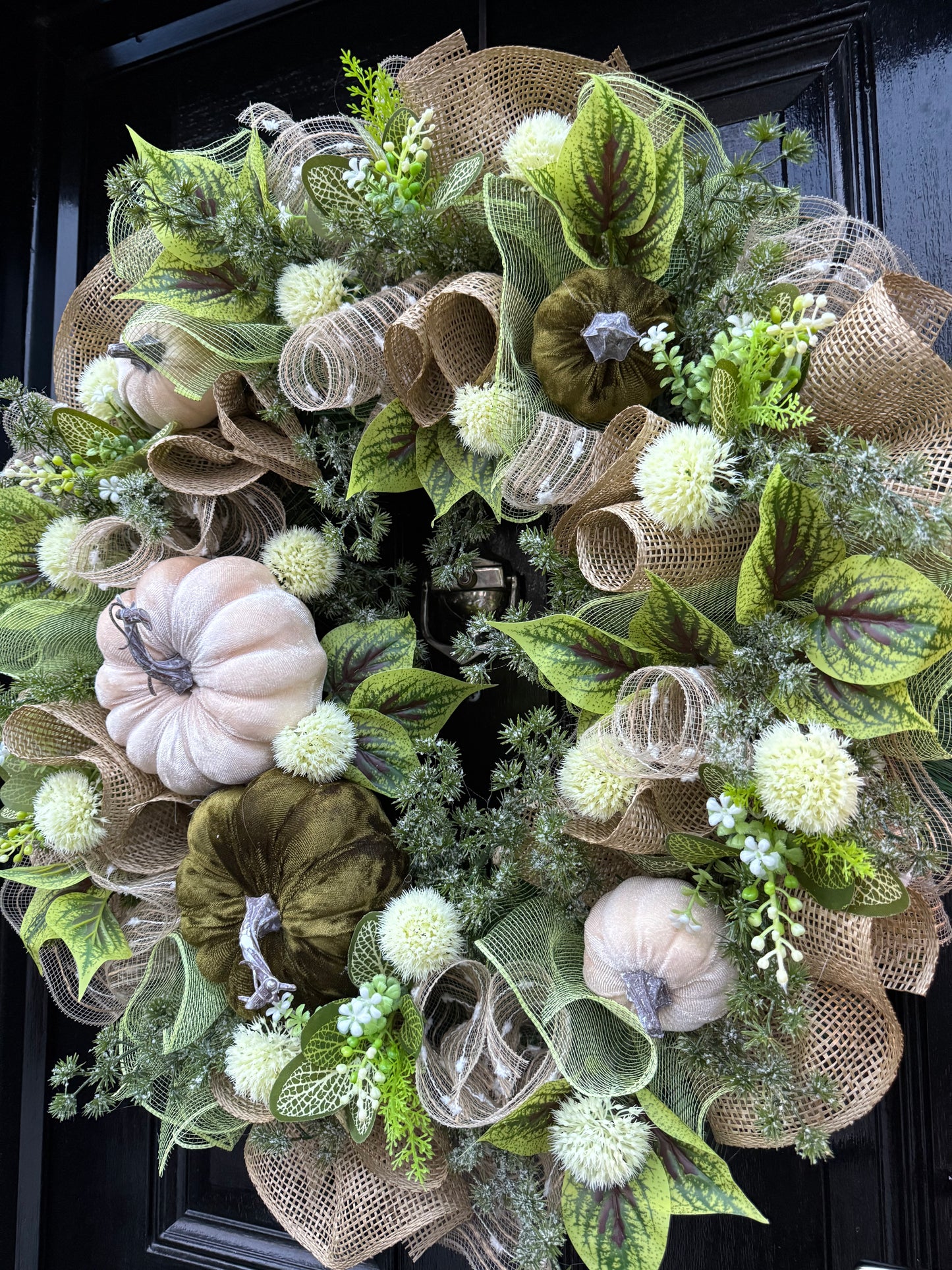 65cm DELUXE XL DOUBLE PUMPKIN WOODLAND MIXED AUTUMN WREATH