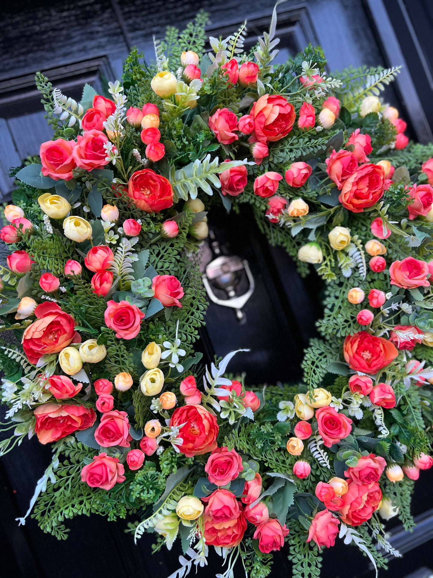 65cm YELLOW/ORANGE WILD SPRING MIX DELUXE WREATH