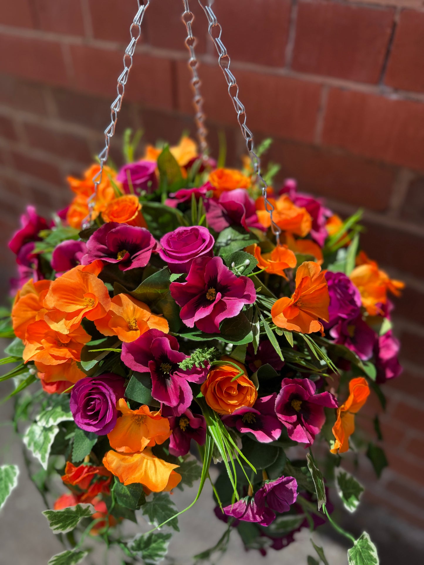 HANGING BASKET DELUXE XL DEEP PINK/ORANGE MIXED MIX 12 INCH CONE