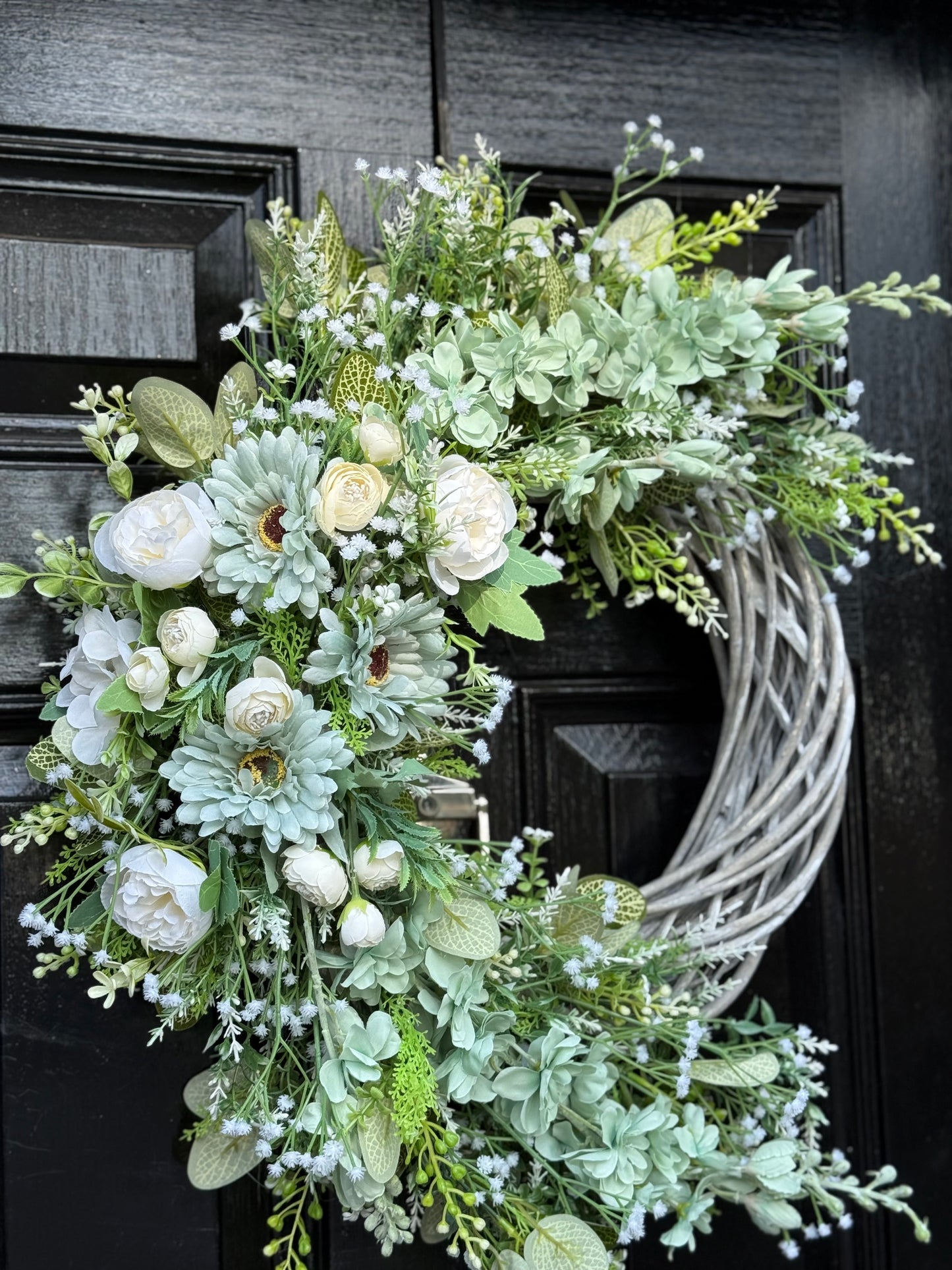 SAGE GREEN FOLIAGE COUNTRY COTTAGE ALL SEASON WICKER WREATH