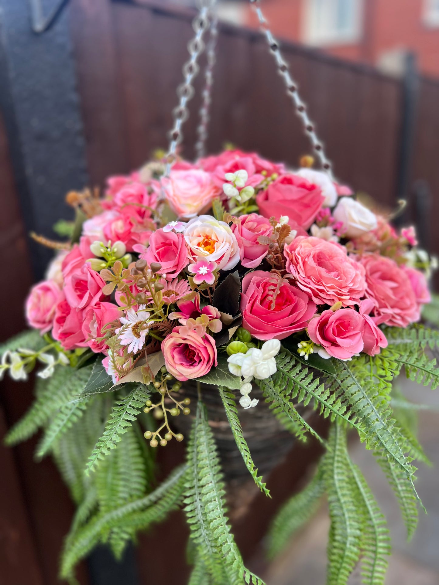 DELUXE XL HANGING BASKET MIXED PINKS 12 INCH CONE