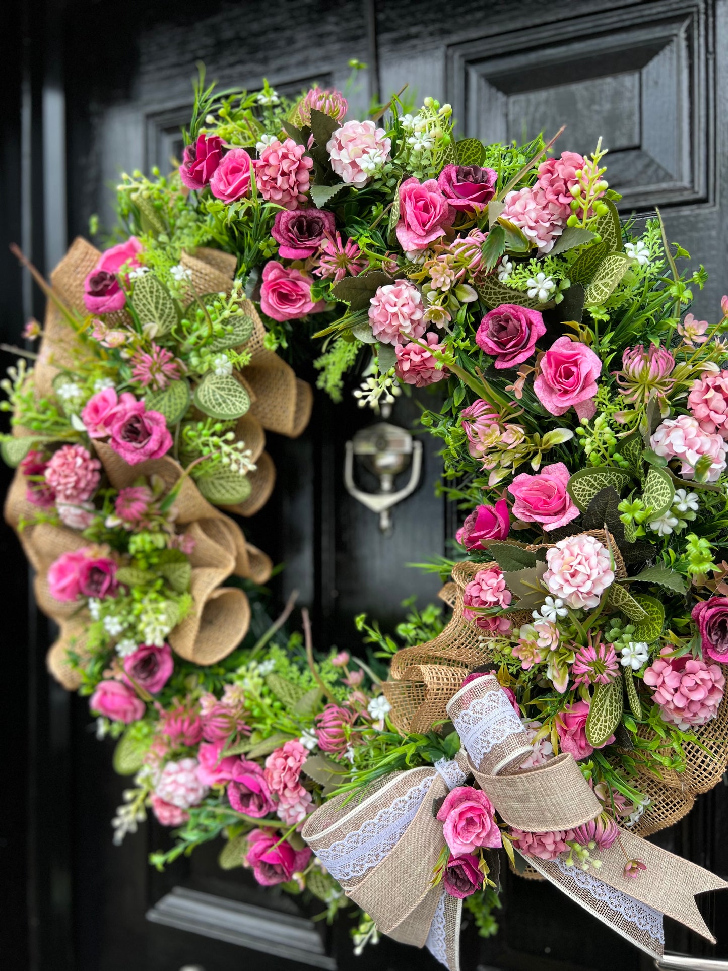 65cm VINTAGE PINKS RUSTIC MESH DELUXE MIXED FOLIAGE ANY SEASON WREATH