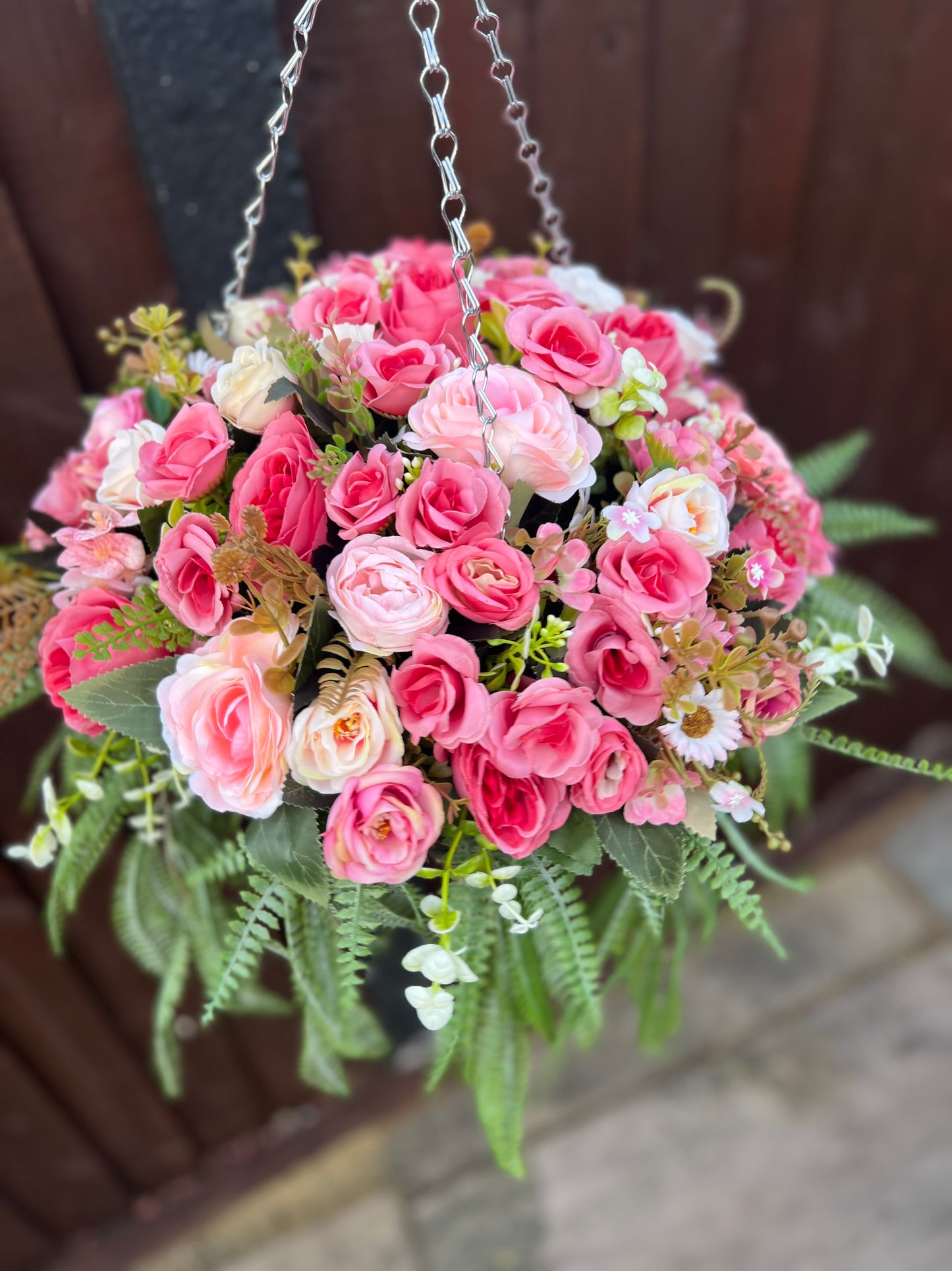 DELUXE XL HANGING BASKET MIXED PINKS 12 INCH CONE