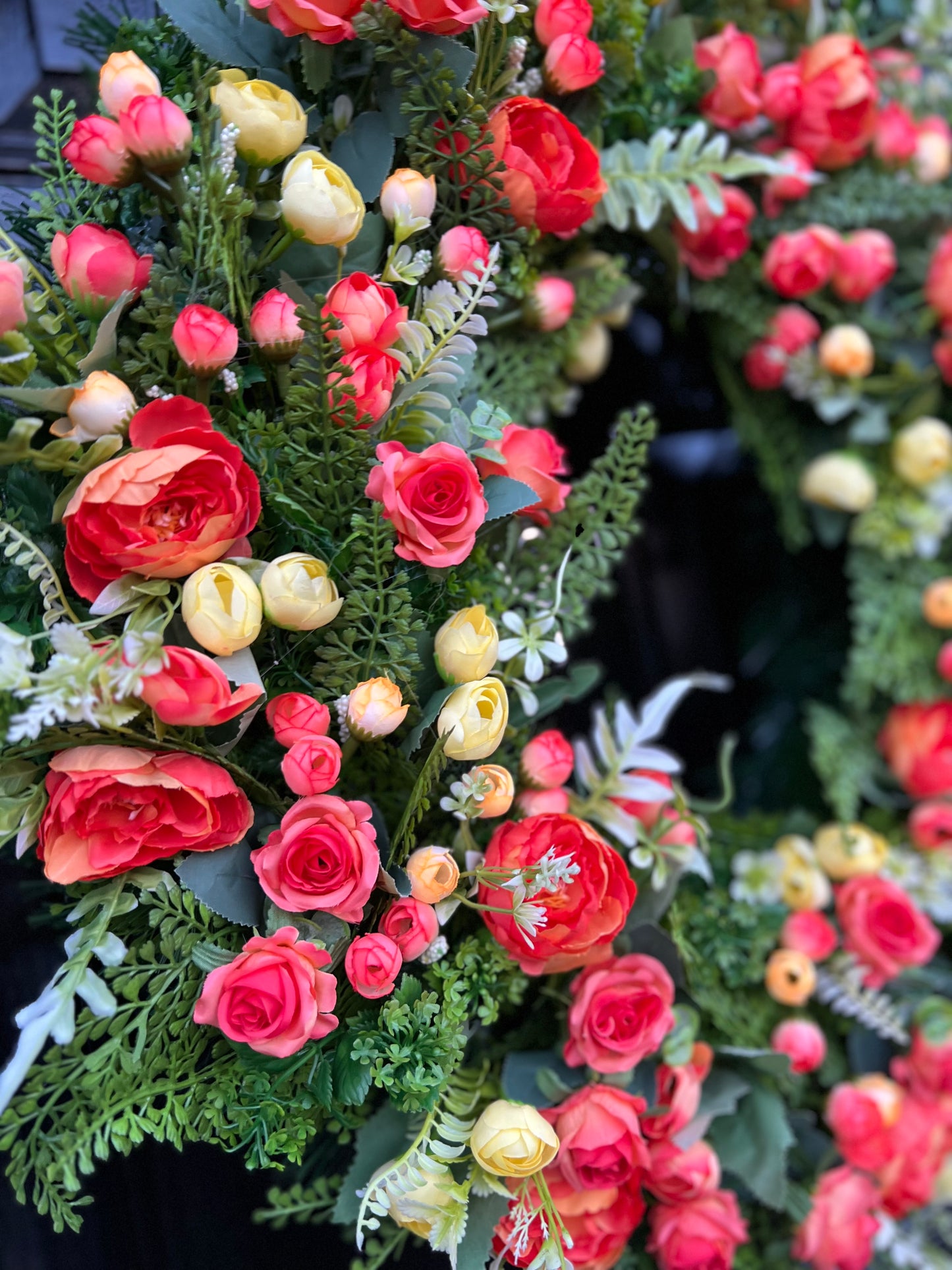 65cm YELLOW/ORANGE WILD SPRING MIX DELUXE WREATH