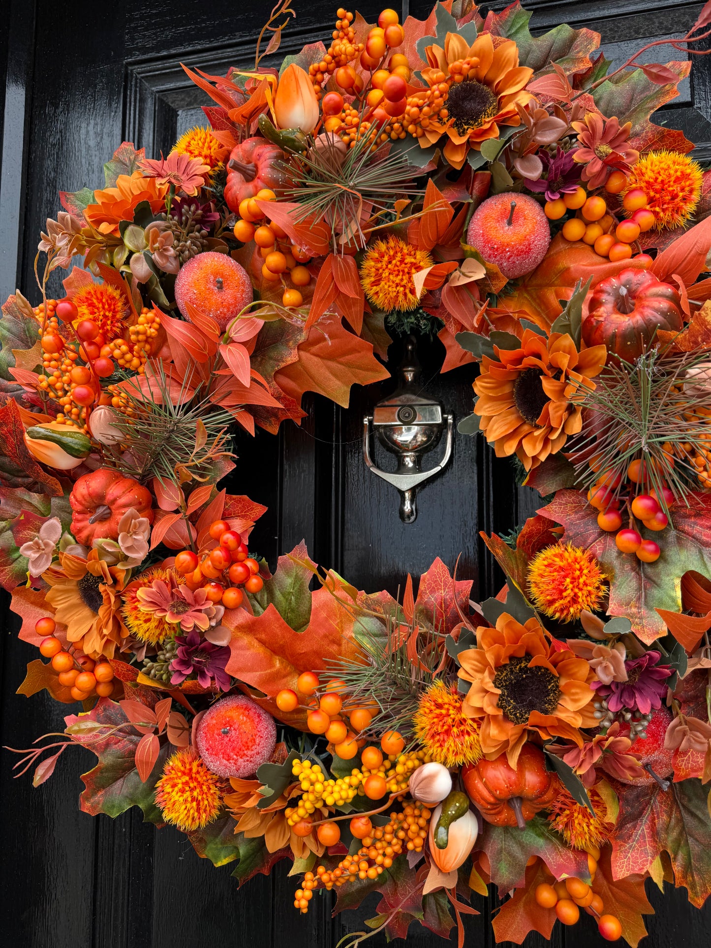 65cm DELUXE ORANGE PUMPKIN WOODLAND MIXED FOLIAGE AUTUMN WREATH