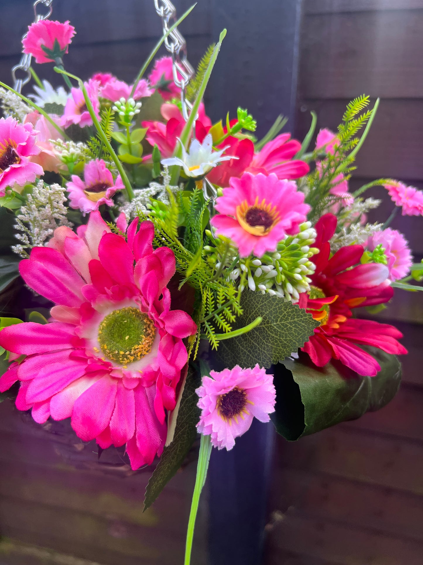 10" PINK GERBERA MIX HANGING BASKET