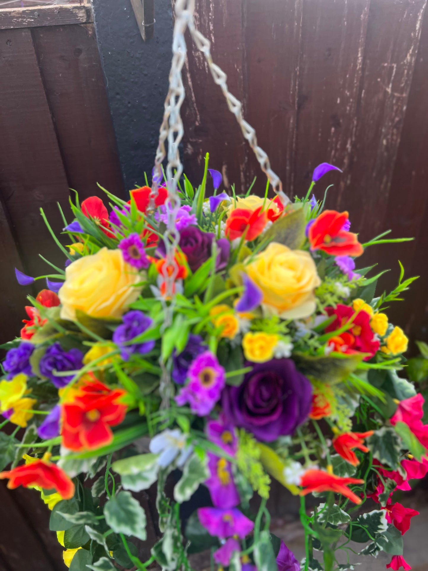 DELUXE XL HANGING BASKET MULTI MIX COLOUR 12 INCH CONE