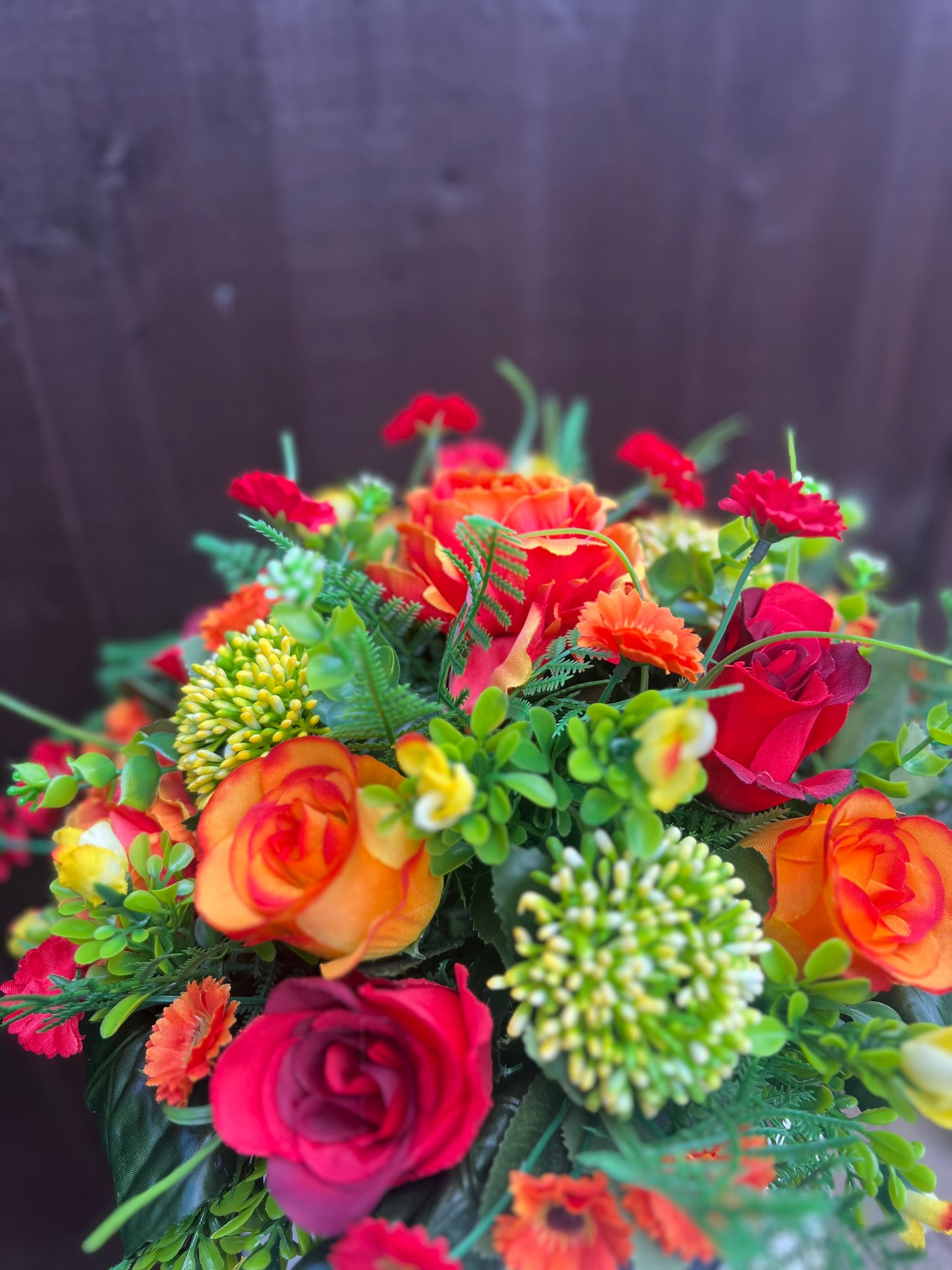 GREY BARREL PLANTER ORANGE/RED MIX