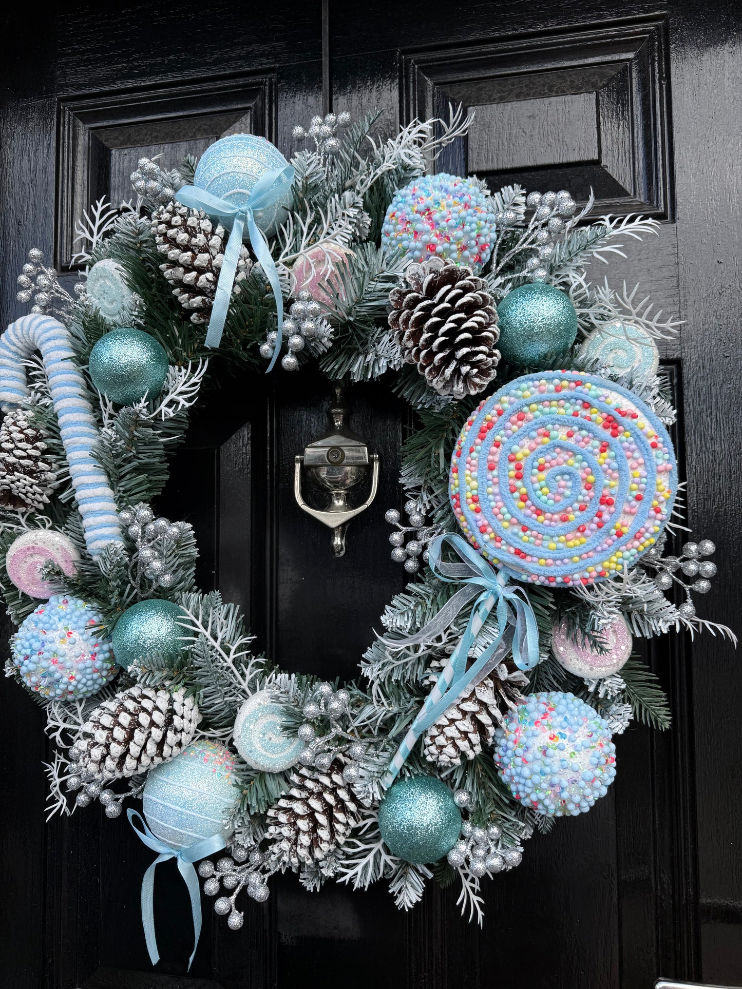 60cm FROSTED PASTEL ICE BLUE CANDY POP WREATH - IMMEDIATE DESPATCH
