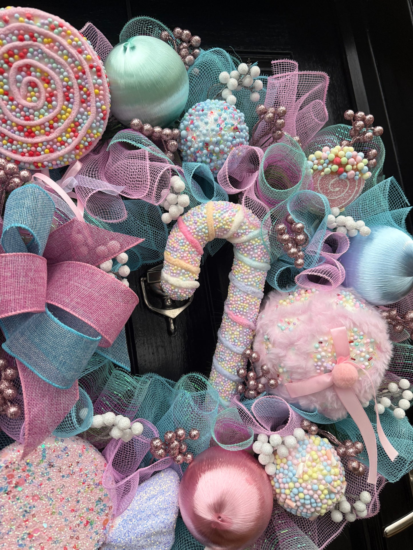 65cm SUPER DELUXE PASTEL SWEETY CANDY CANE WREATH