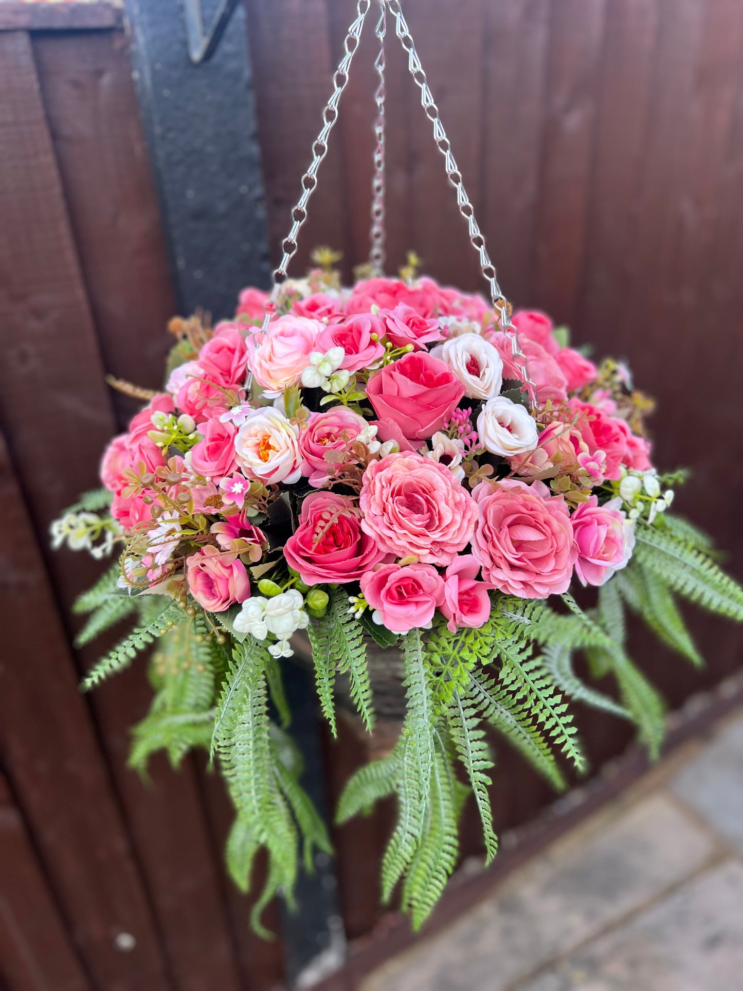 DELUXE XL HANGING BASKET MIXED PINKS 12 INCH CONE