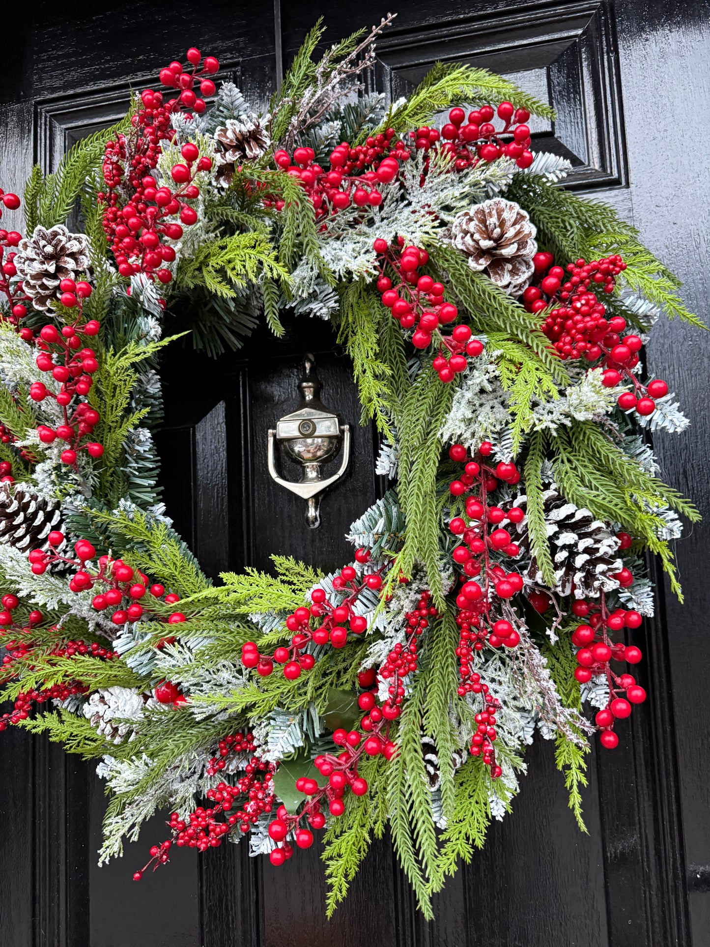 65cm DELUXE REAL TOUCH FOLIAGE CEDAR VERY BERRY WREATH