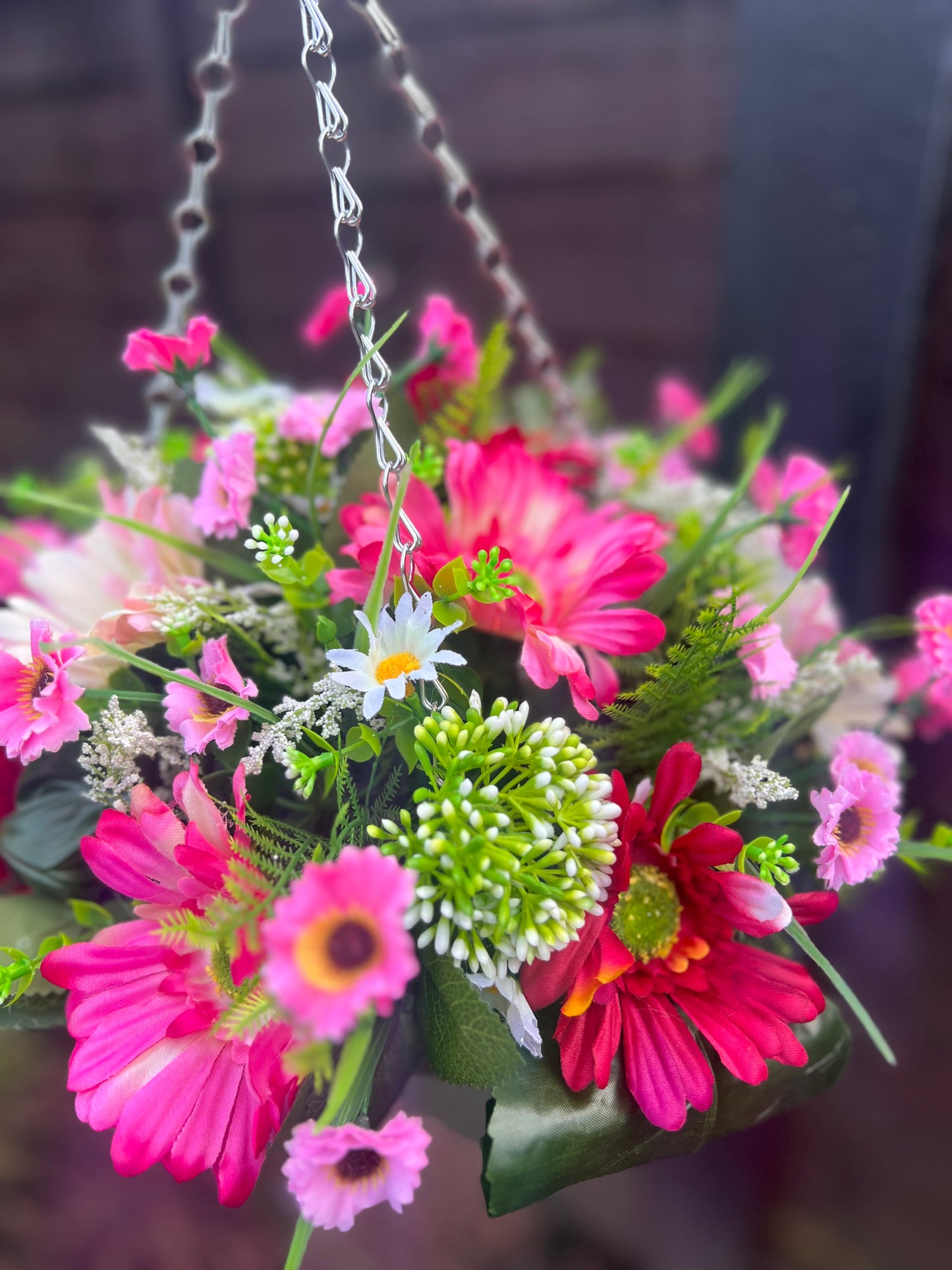 10" PINK GERBERA MIX HANGING BASKET