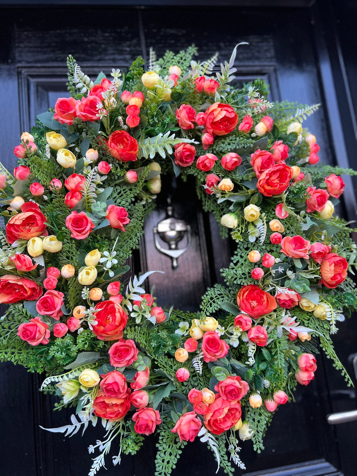 65cm YELLOW/ORANGE WILD SPRING MIX DELUXE WREATH