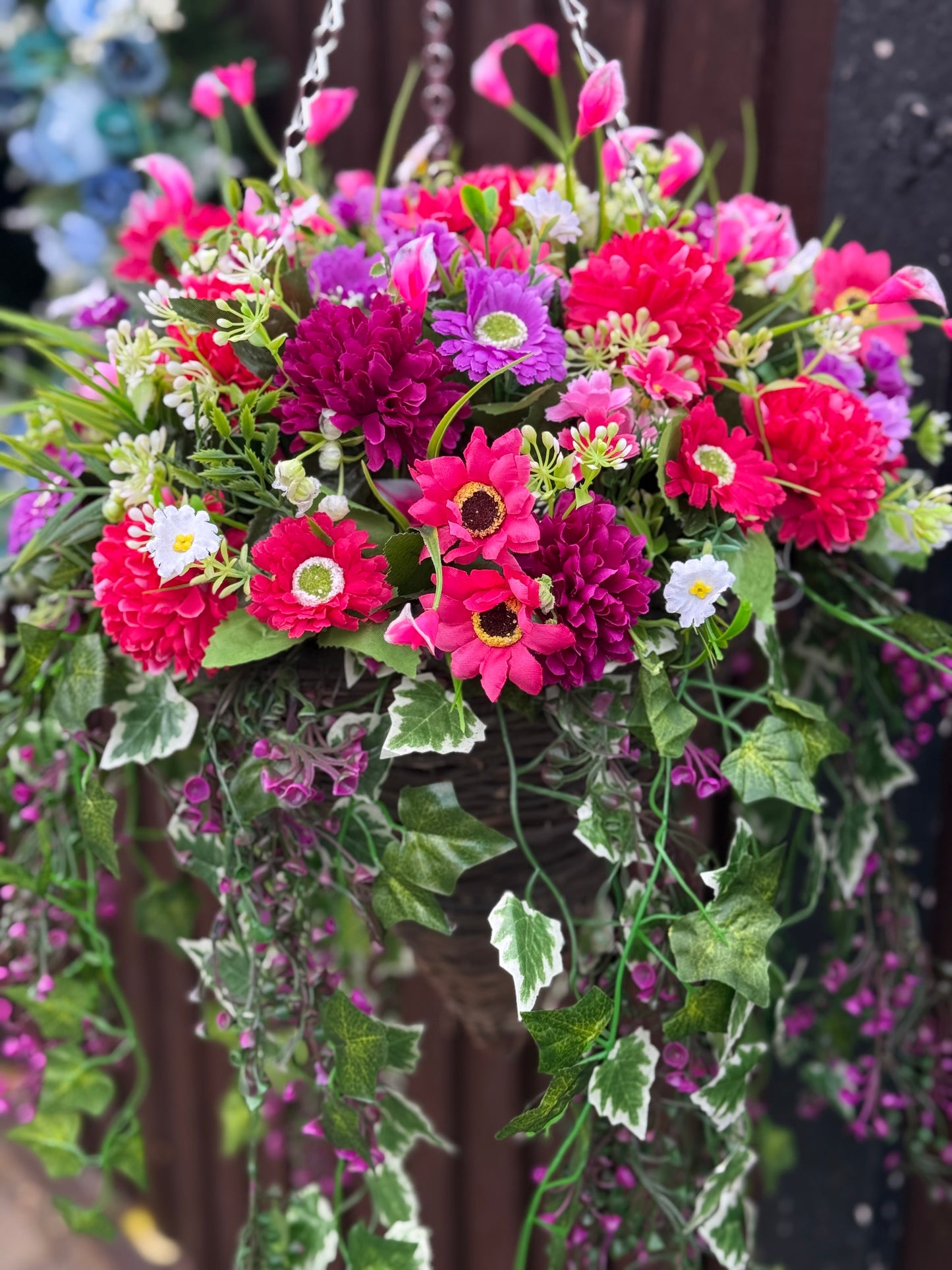 **NEW** DELUXE XL HANGING BASKET PINKS/PURPLE MIXED MIX 12 INCH CONE