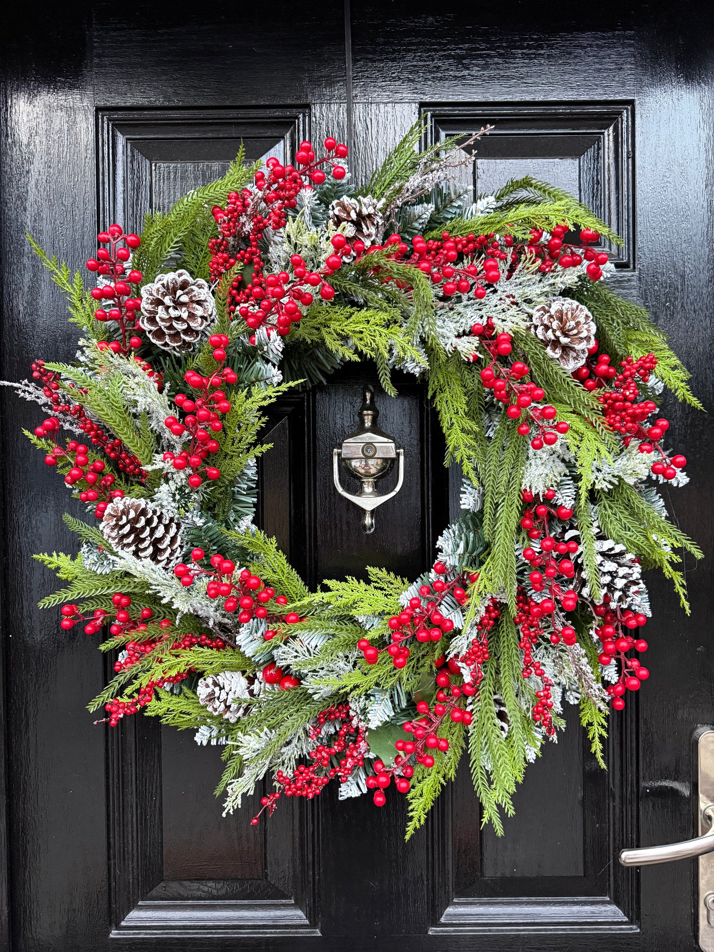 65cm DELUXE REAL TOUCH FOLIAGE CEDAR VERY BERRY WREATH