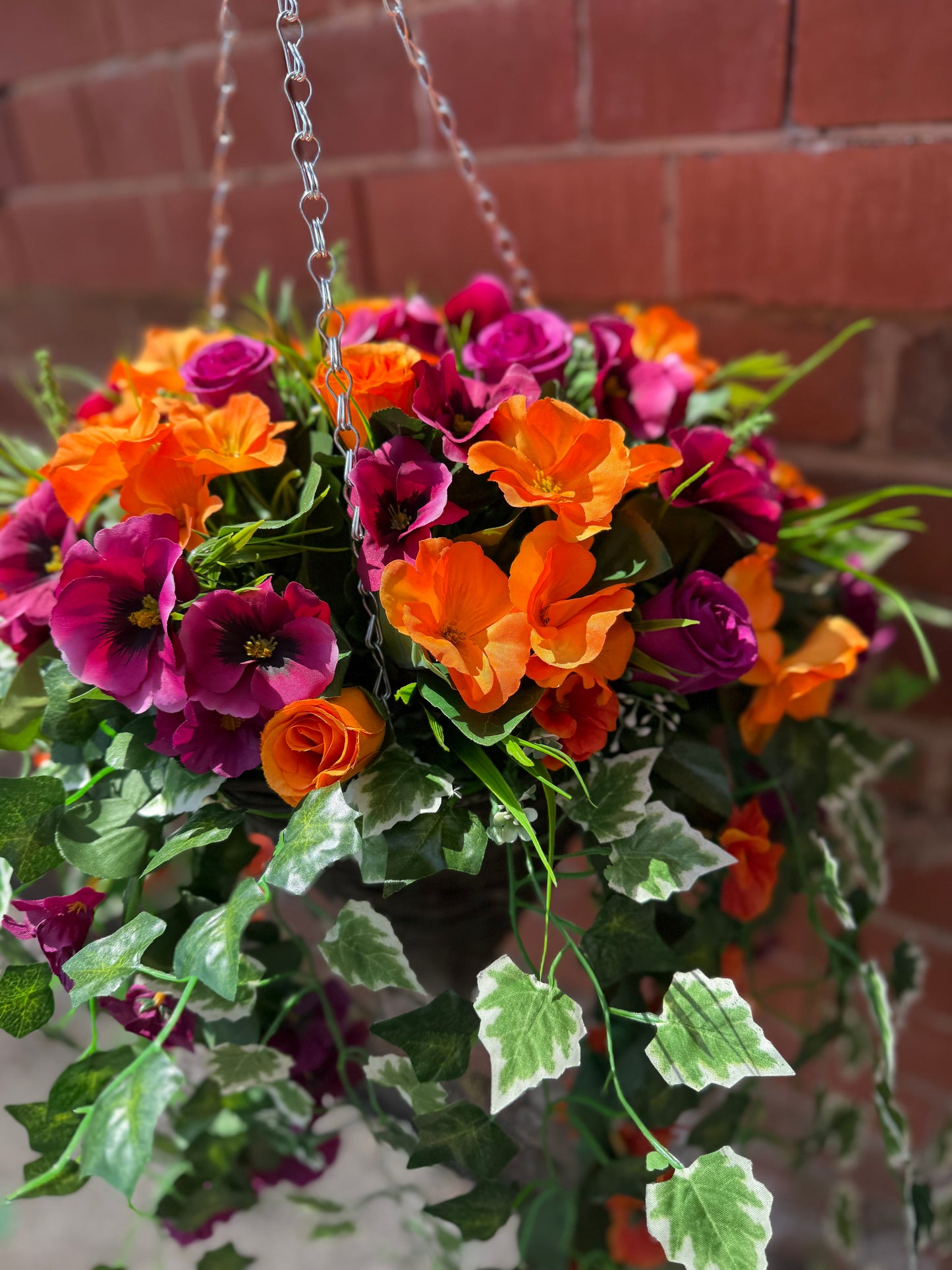 HANGING BASKET DELUXE XL DEEP PINK/ORANGE MIXED MIX 12 INCH CONE