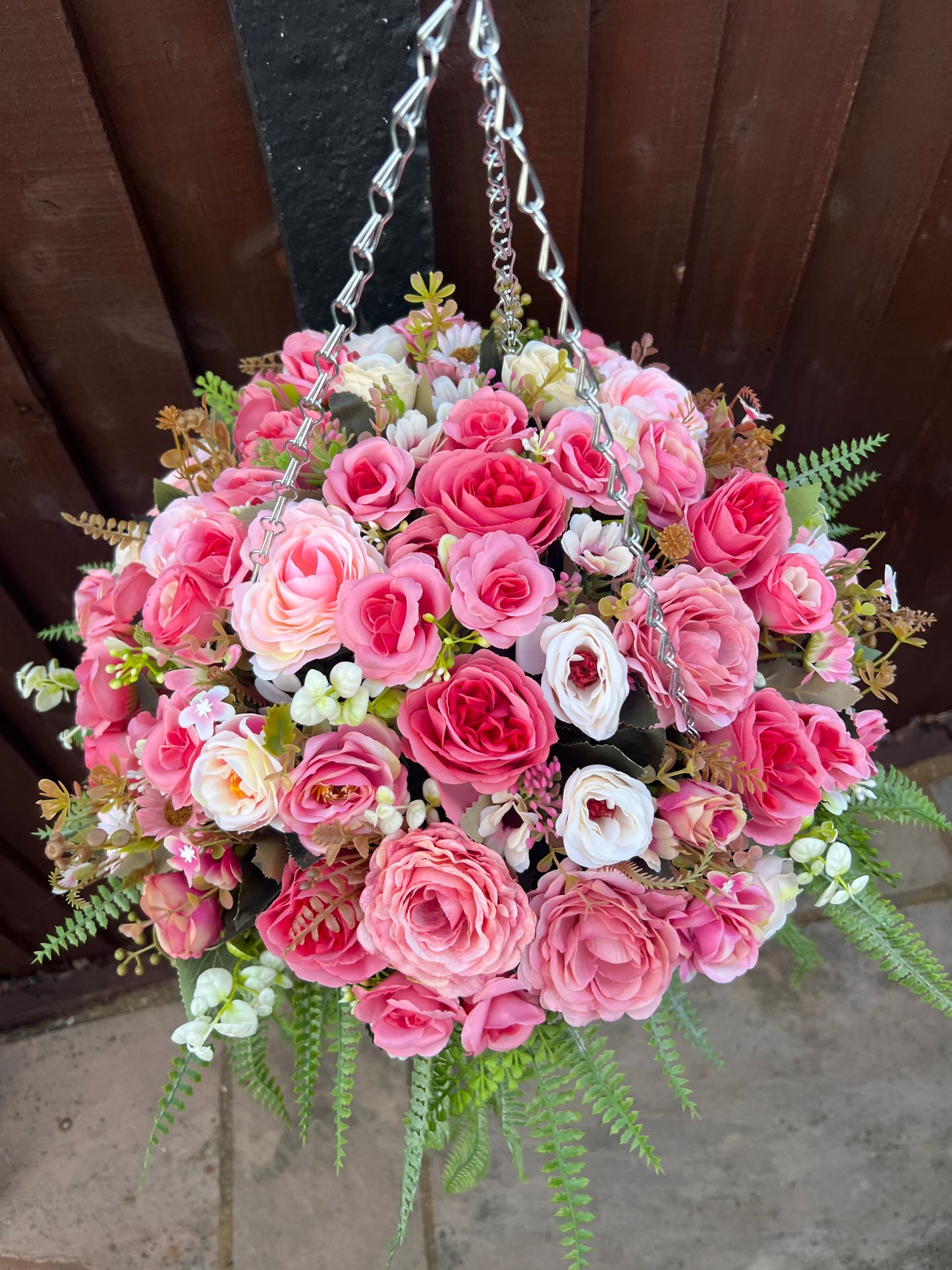 DELUXE XL HANGING BASKET MIXED PINKS 12 INCH CONE