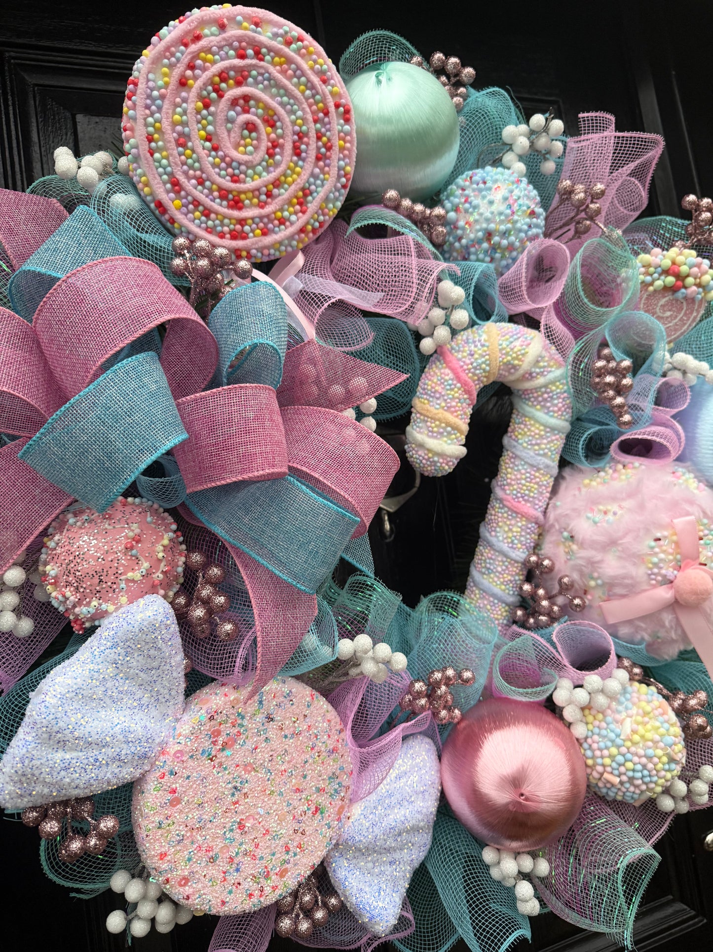 65cm SUPER DELUXE PASTEL SWEETY CANDY CANE WREATH