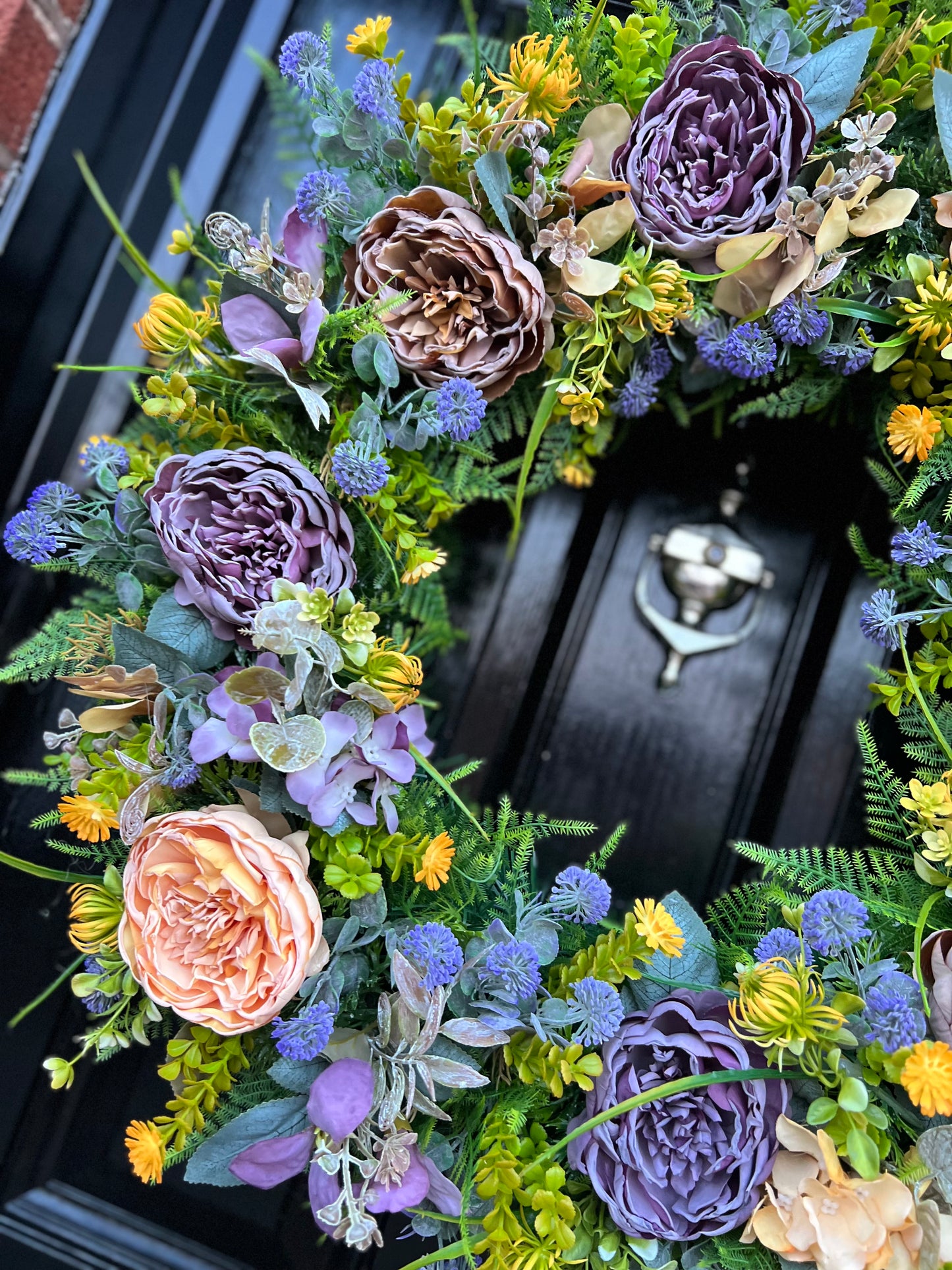 65cm PURPLE/ORANGE VINTAGE MIXED FOLIAGE ANY SEASON WREATH