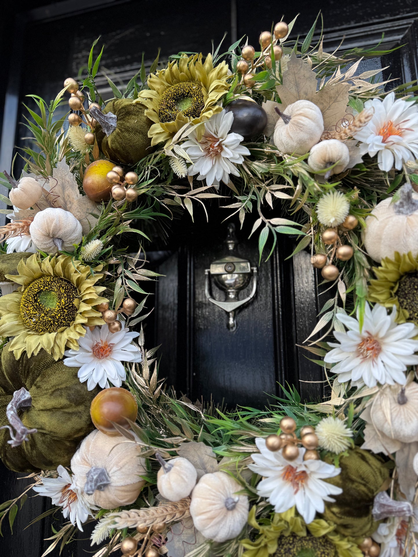 65cm DELUXE XL PUMPKIN/ WOODLAND NEUTRAL/ GREEN AUTUMN WREATH