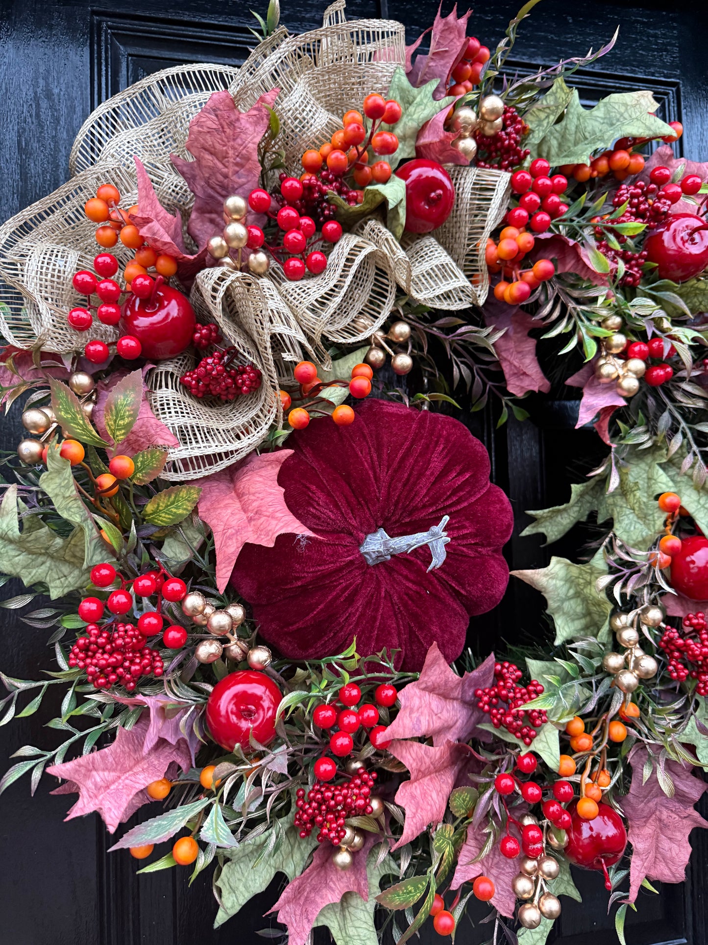 65cm DELUXE PUMPKIN WOODLAND BERRY MIXED FOLIAGE AUTUMN WREATH