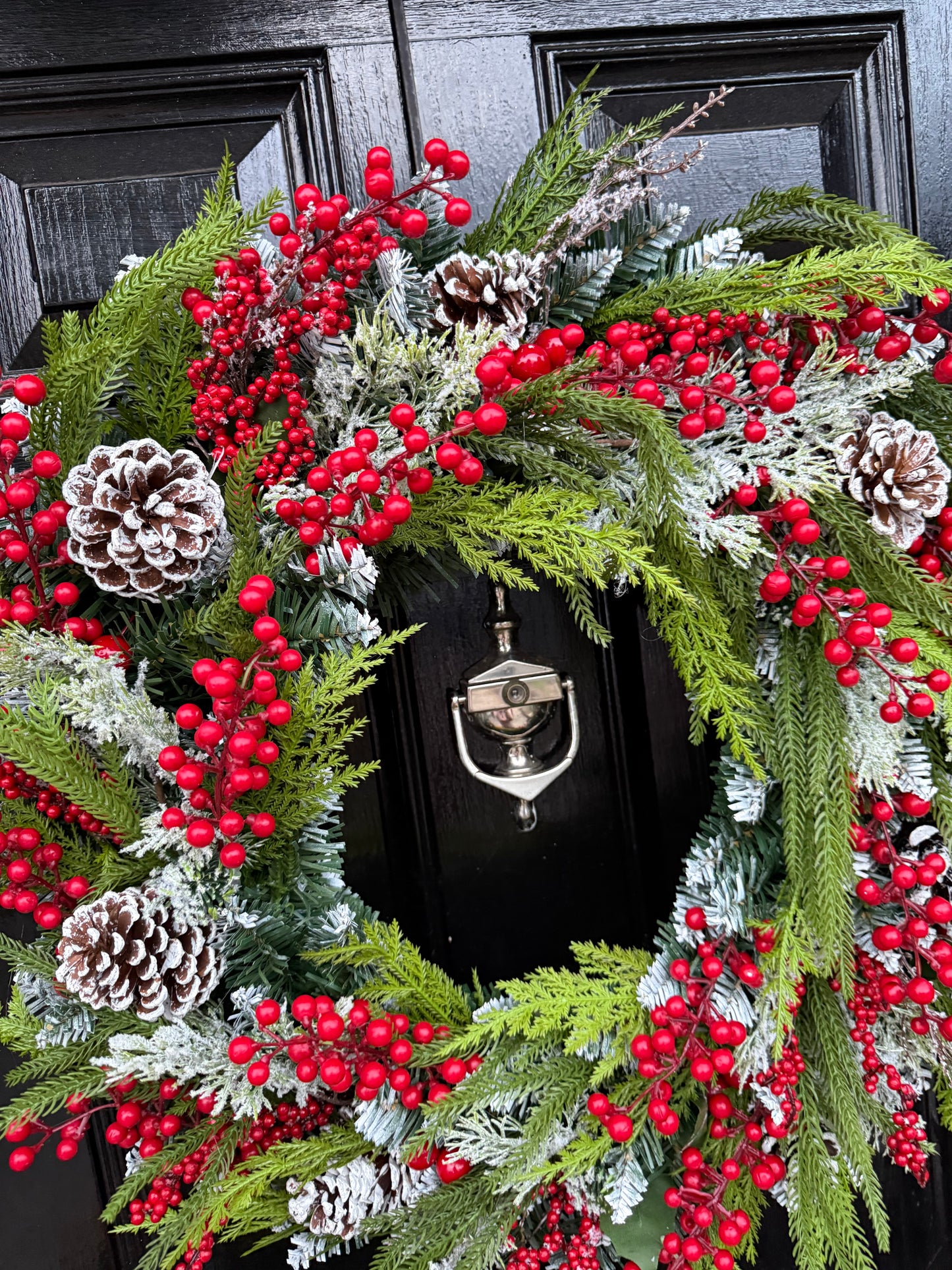 65cm DELUXE REAL TOUCH FOLIAGE CEDAR VERY BERRY WREATH