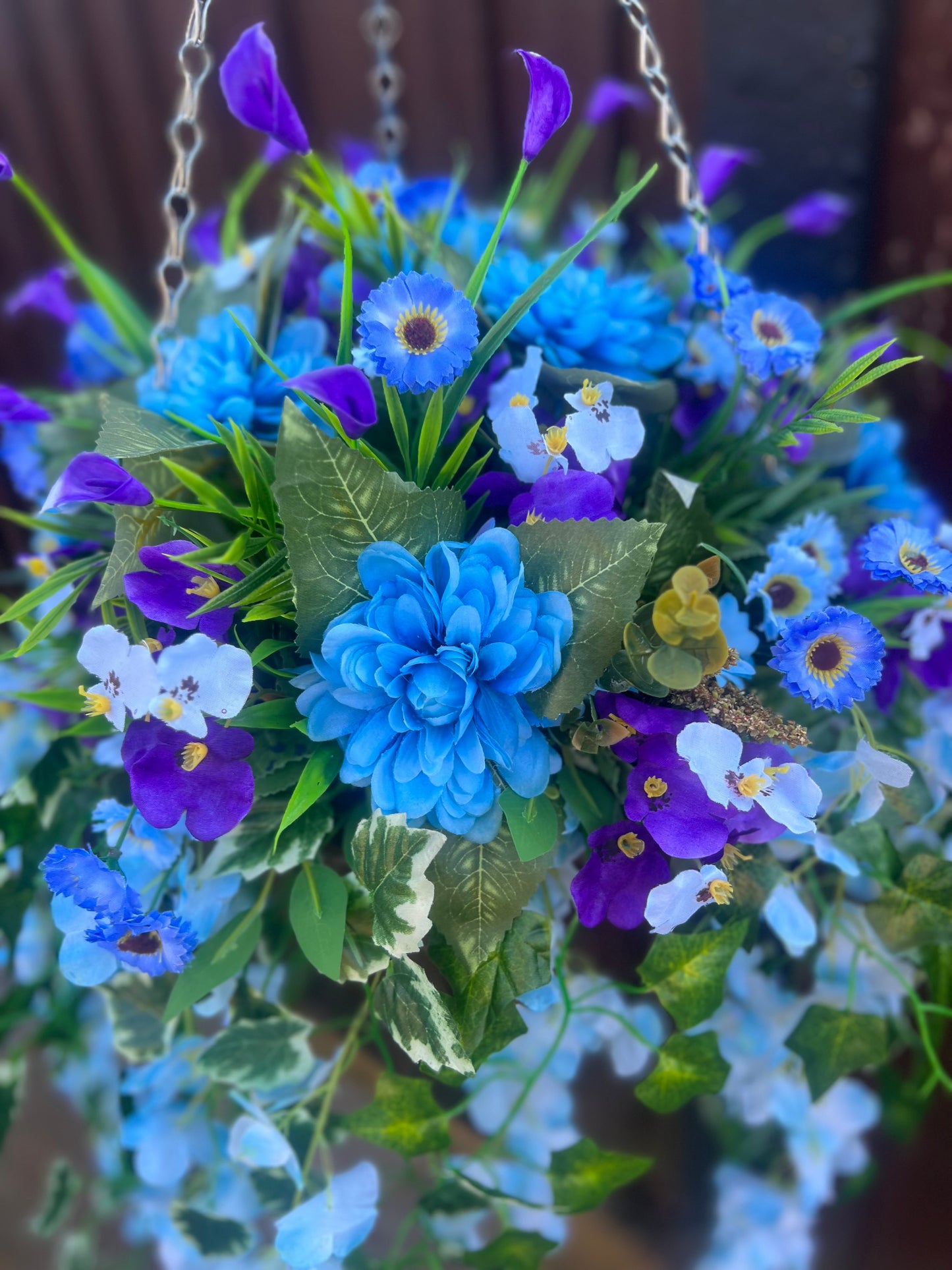 12inch DELUXE HANGING BASKETS PURPLE/BLUE SPRING MIX