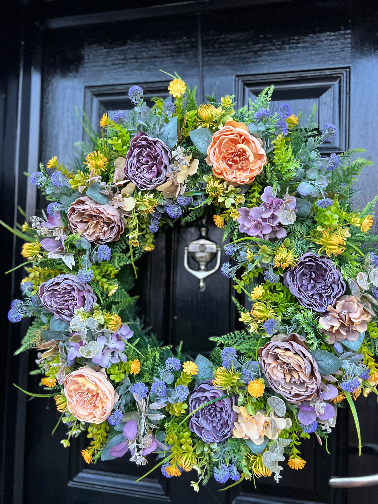65cm PURPLE/ORANGE VINTAGE MIXED FOLIAGE ANY SEASON WREATH