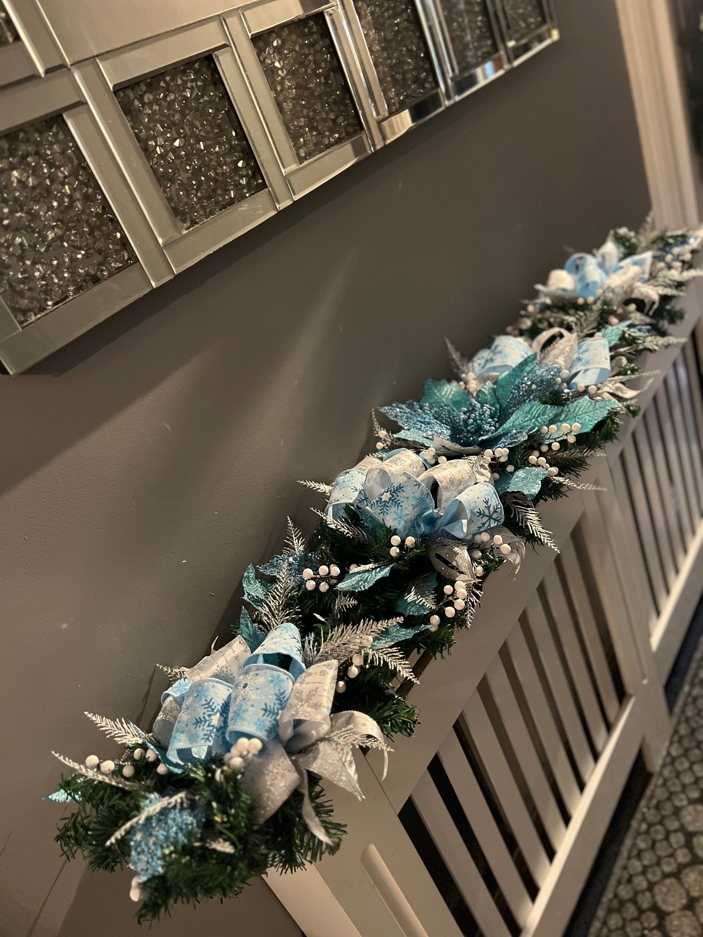 DELUXE 1.25mtr GARLAND ICE BLUE/SILVER/WHITE