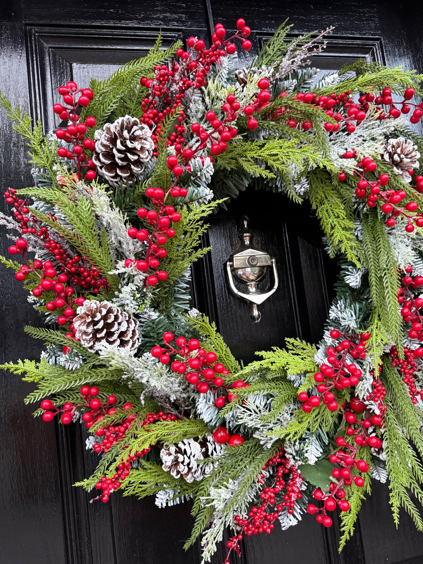 65cm DELUXE REAL TOUCH FOLIAGE CEDAR VERY BERRY WREATH