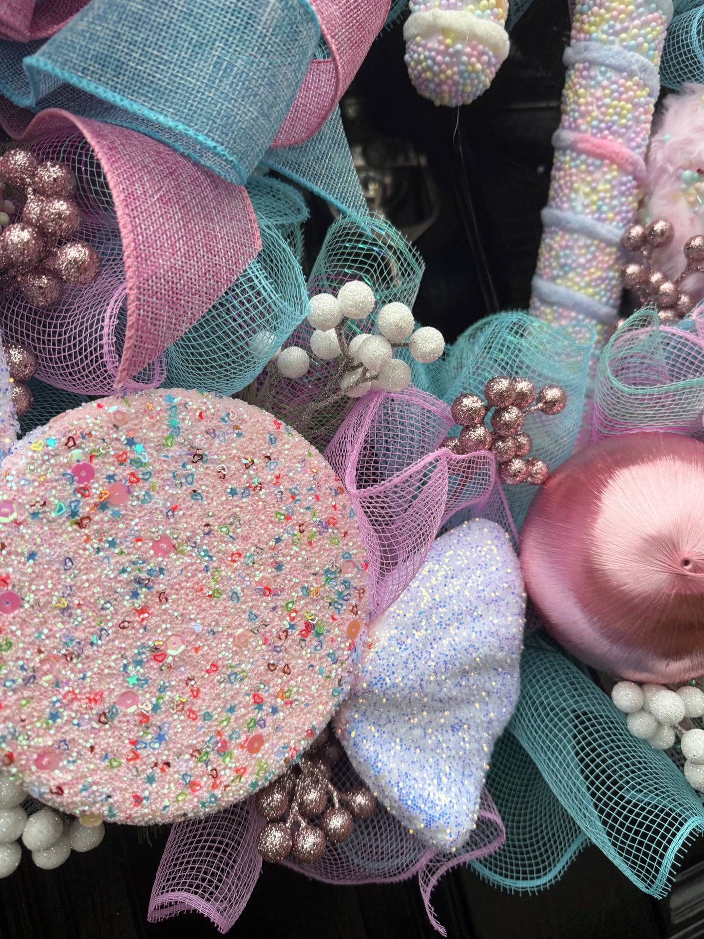 65cm SUPER DELUXE PASTEL SWEETY CANDY CANE WREATH
