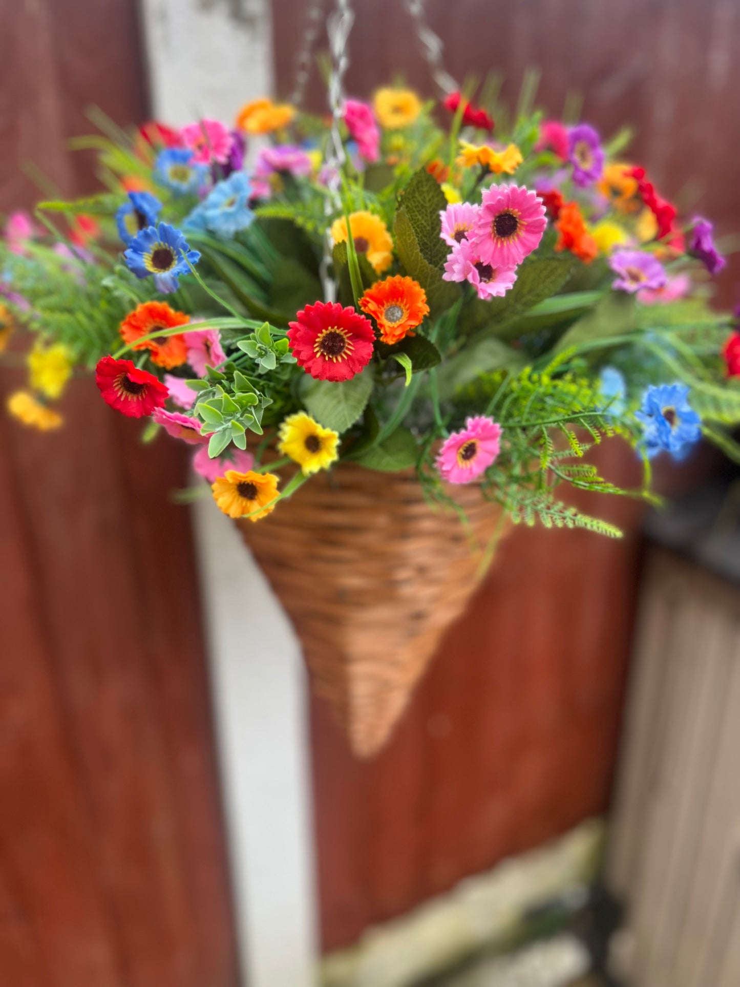 12inch CONE MULTI COLOUR HANGING BASKET