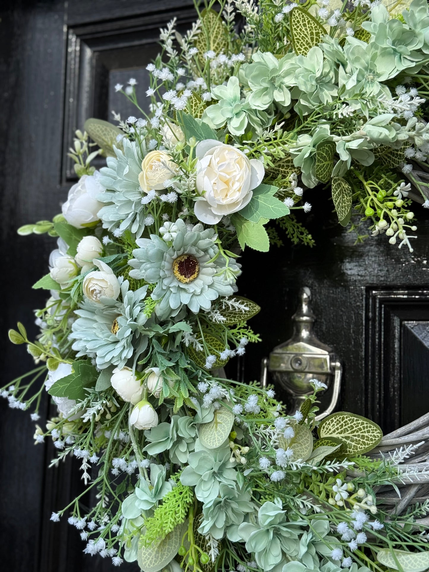 SAGE GREEN FOLIAGE COUNTRY COTTAGE ALL SEASON WICKER WREATH
