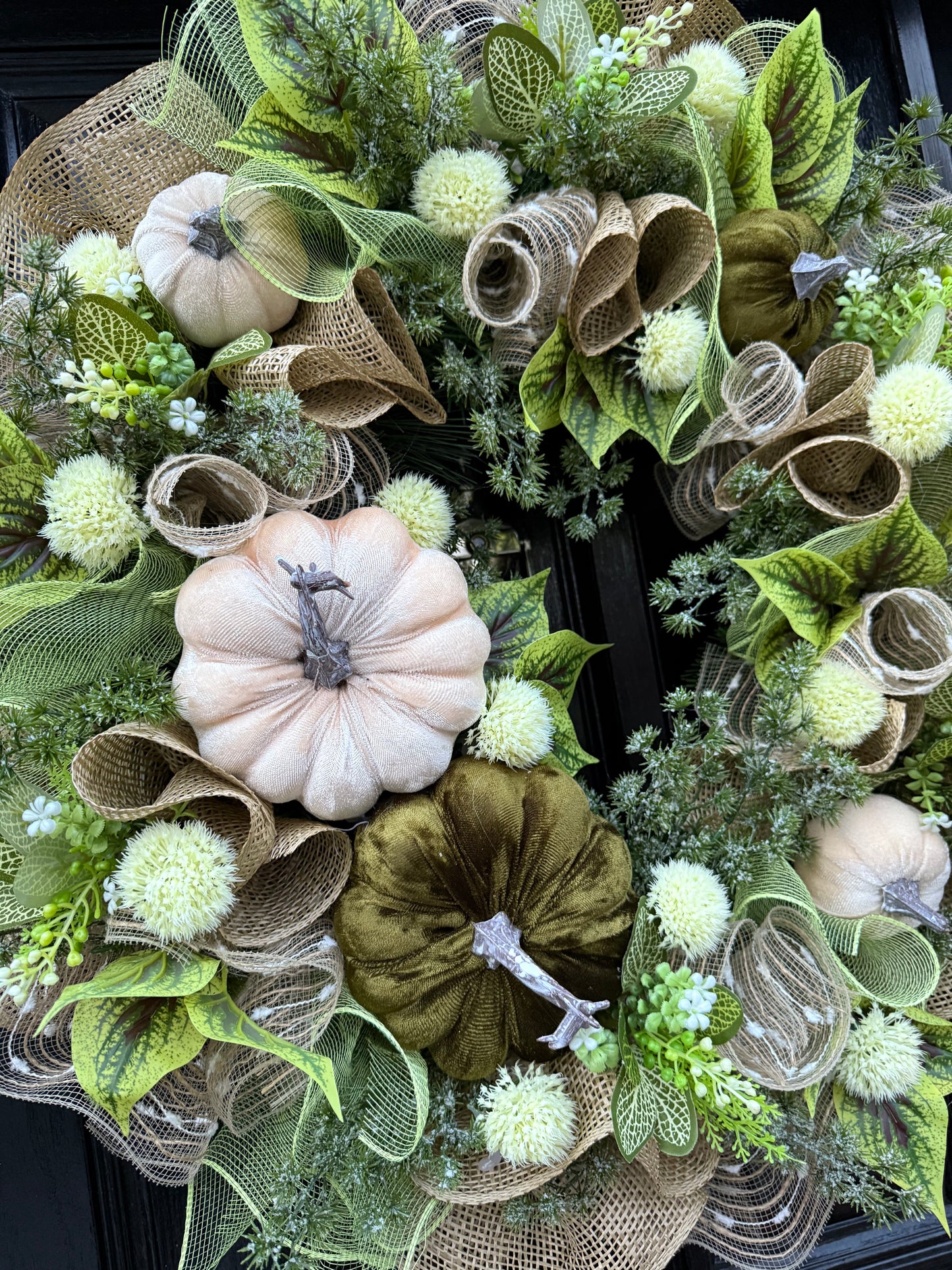 65cm DELUXE XL DOUBLE PUMPKIN WOODLAND MIXED AUTUMN WREATH