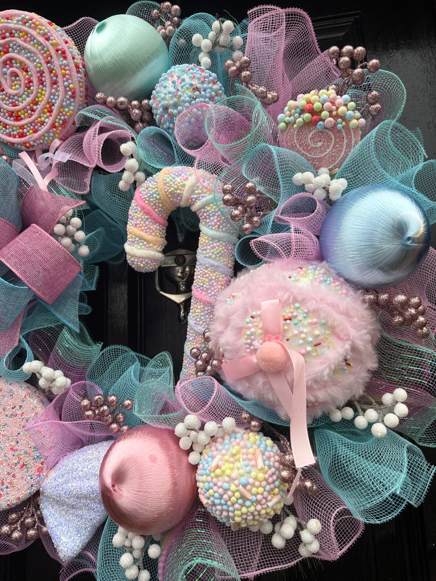 65cm SUPER DELUXE PASTEL SWEETY CANDY CANE WREATH