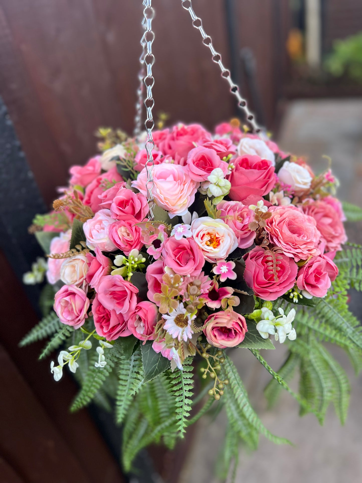 DELUXE XL HANGING BASKET MIXED PINKS 12 INCH CONE