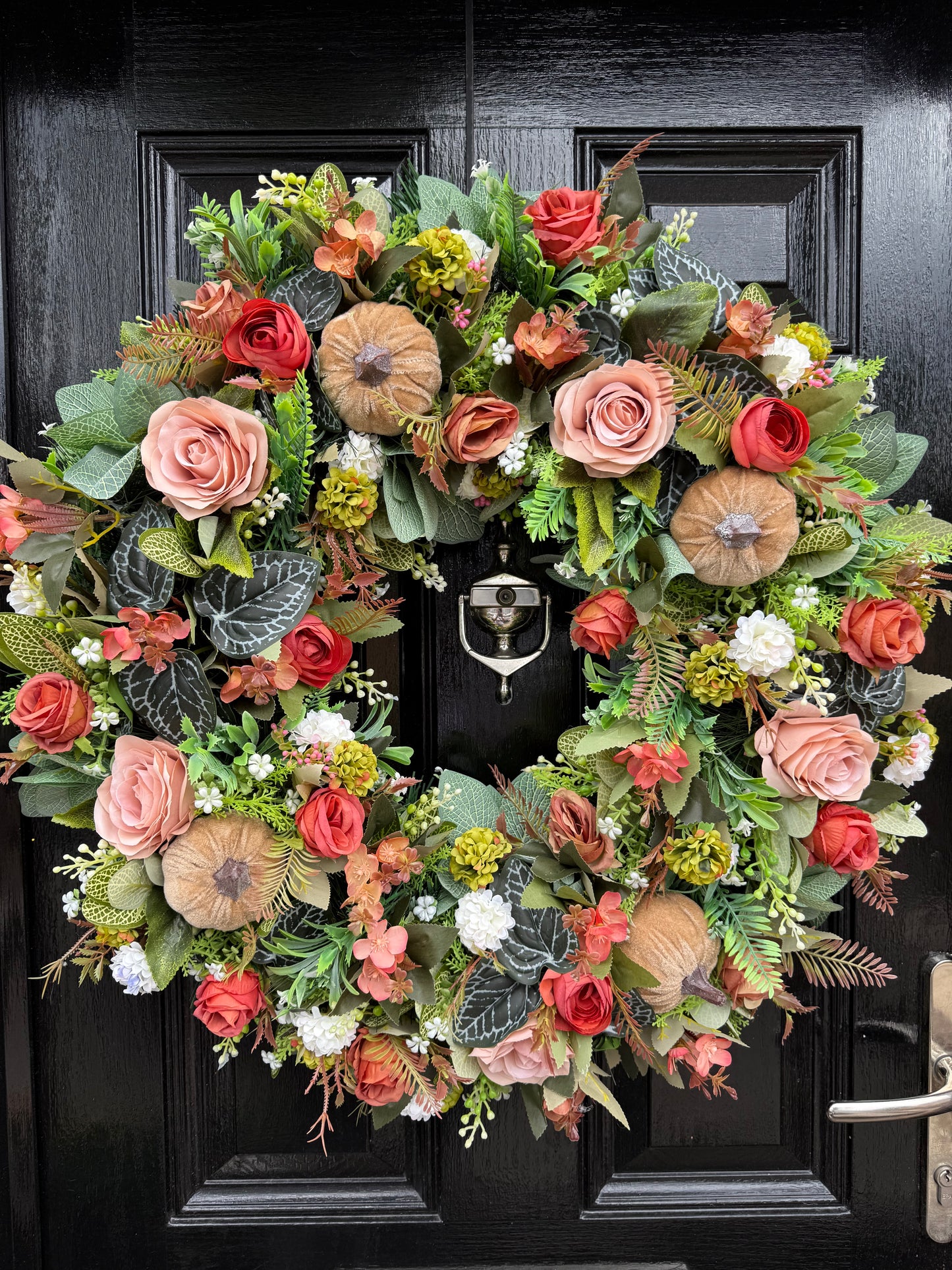 65cm DELUXE XL WOODLAND MINK PUMPKIN FOLIAGE AUTUMN WREATH