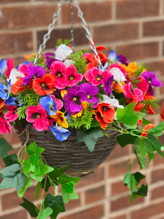 12inch ARTIFICIAL PANSY HANGING BASKET