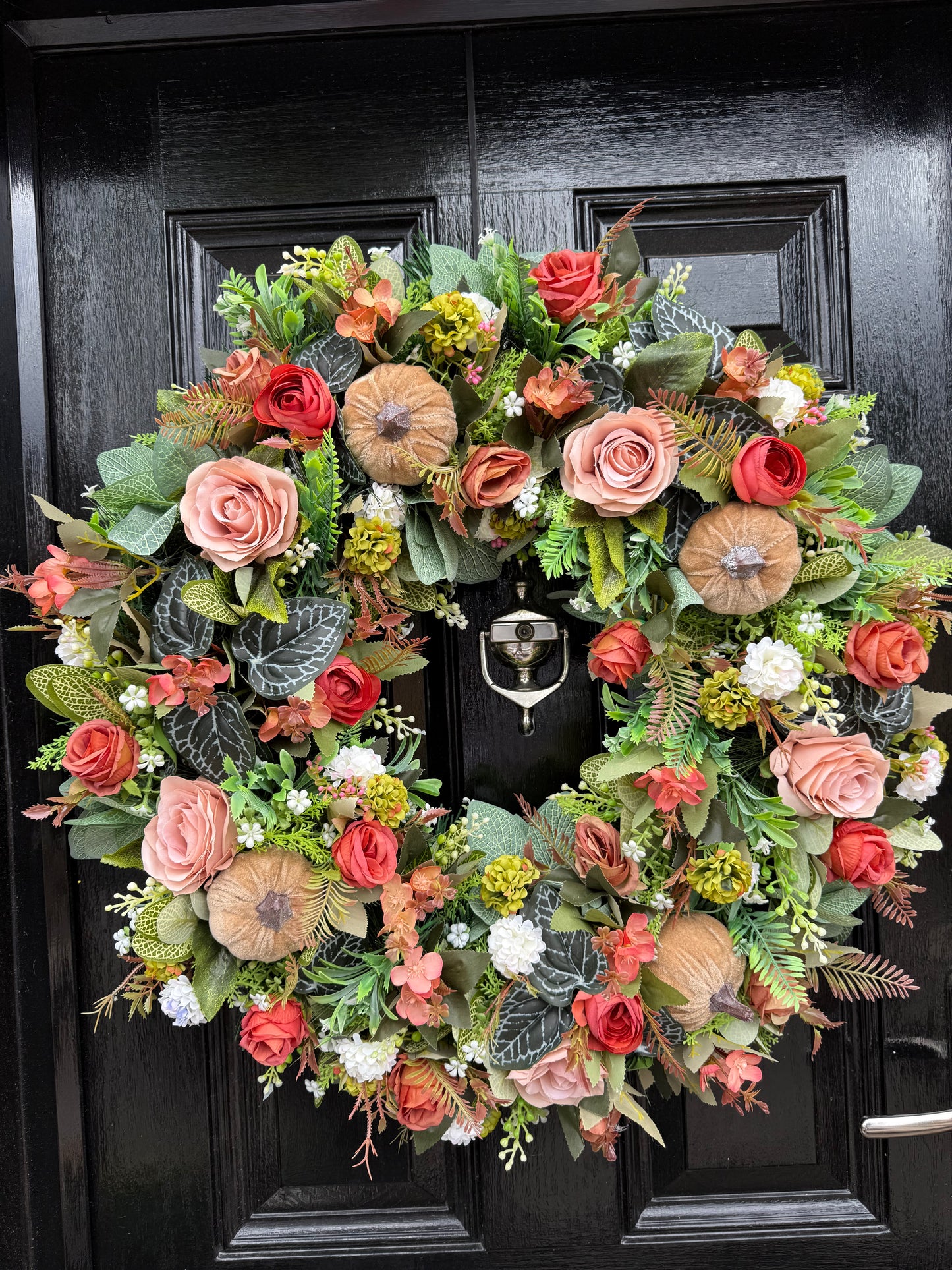 65cm DELUXE XL WOODLAND MINK PUMPKIN FOLIAGE AUTUMN WREATH