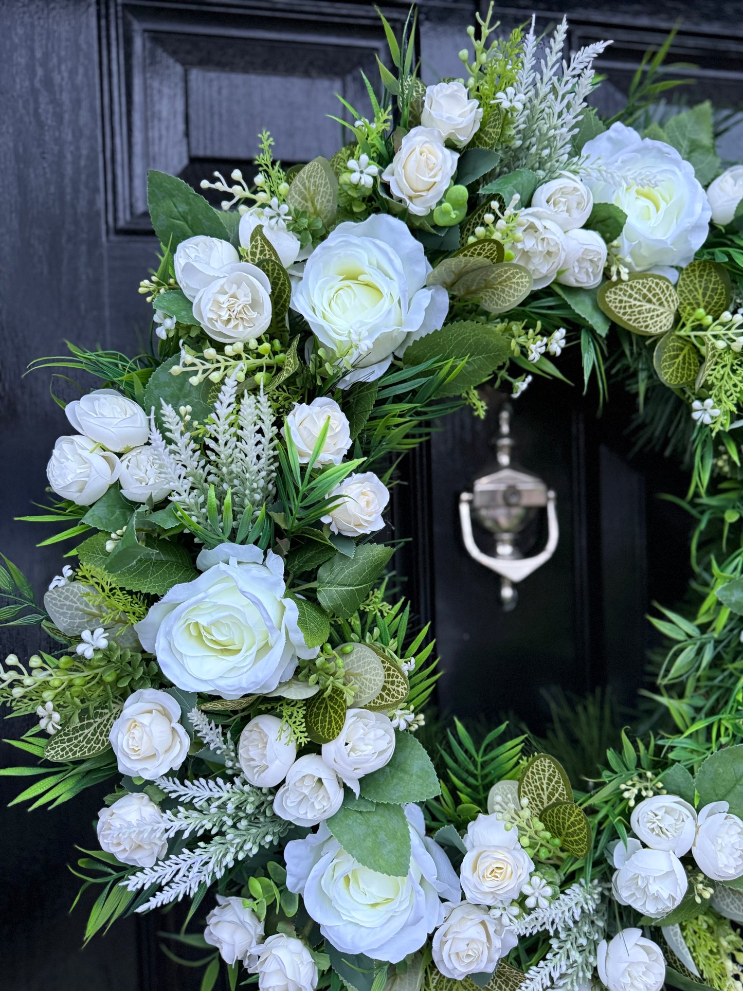 65cm DELUXE MIXED  FOLIAGE NEUTRAL ROSE & PEONY WREATH