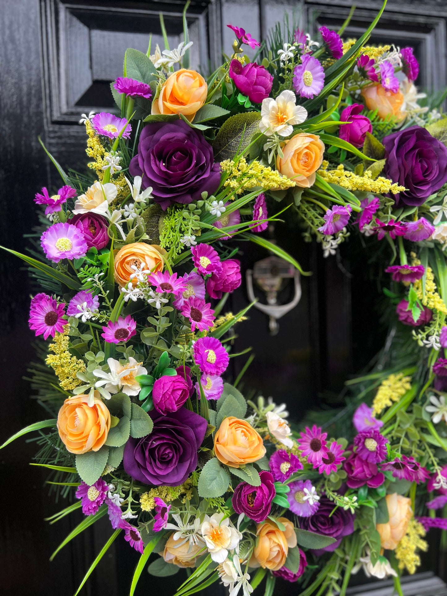 65cm DELUXE SPRING/SUMMER PURPLE/YELLOW MIX WREATH