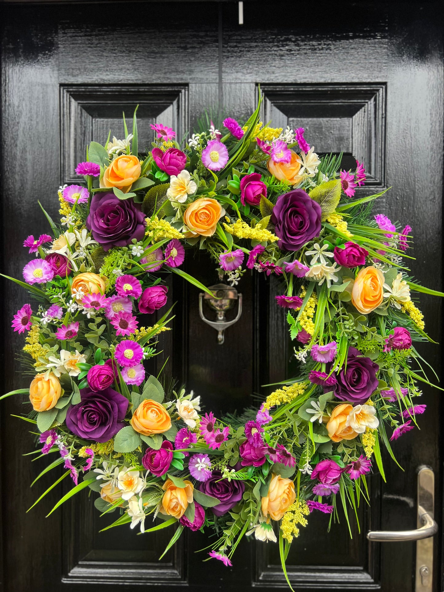 65cm DELUXE SPRING/SUMMER PURPLE/YELLOW MIX WREATH